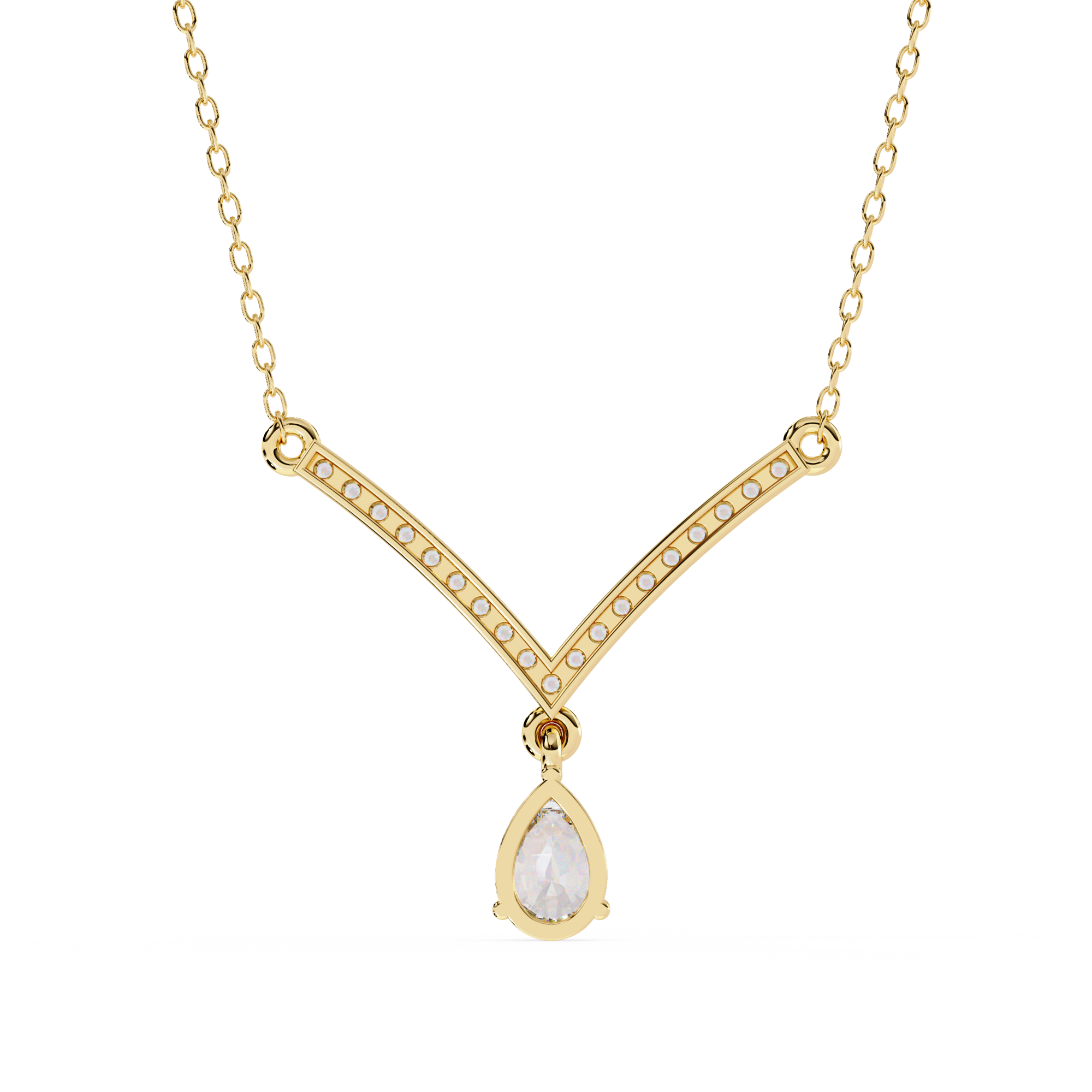 Solitairekart 0.48ct V-Line Drop Natural Diamond Necklace-HI Color, VS-SI Clarity