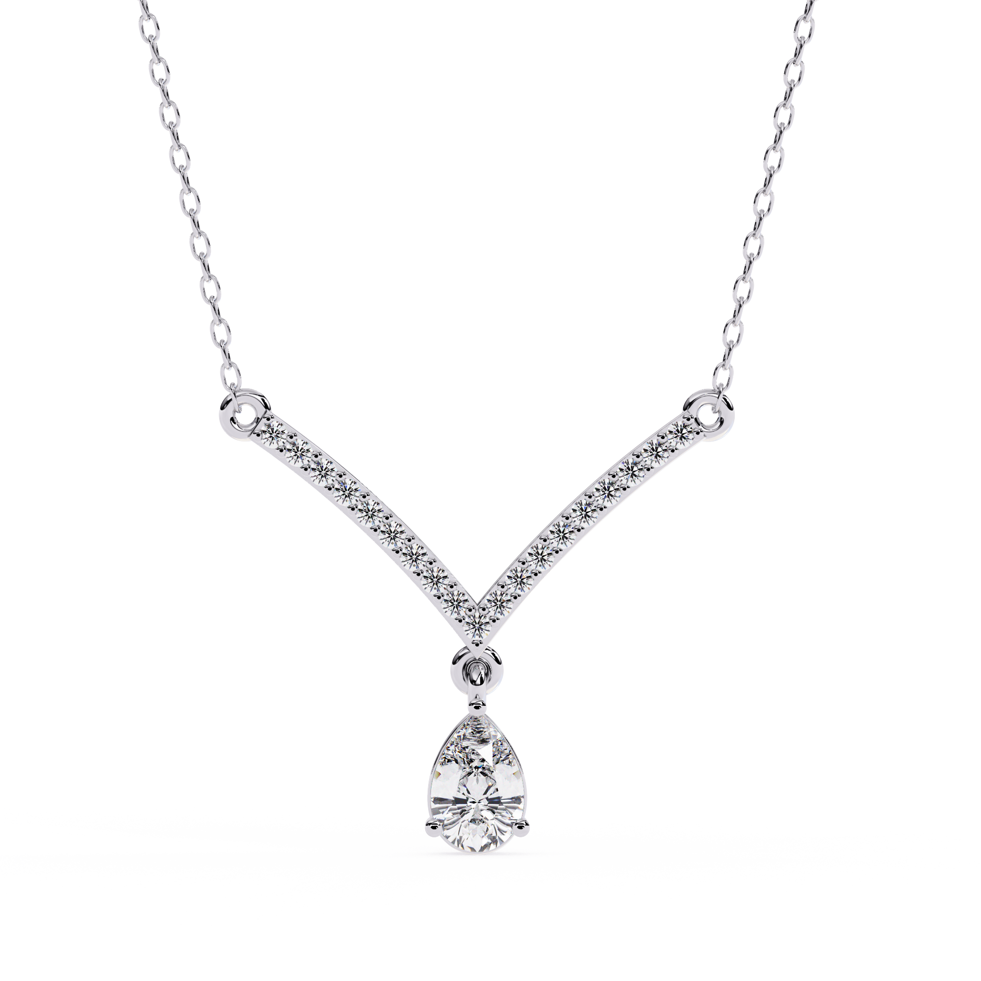 Solitairekart 0.48ct V-Line Drop Natural Diamond Necklace-HI Color, VS-SI Clarity