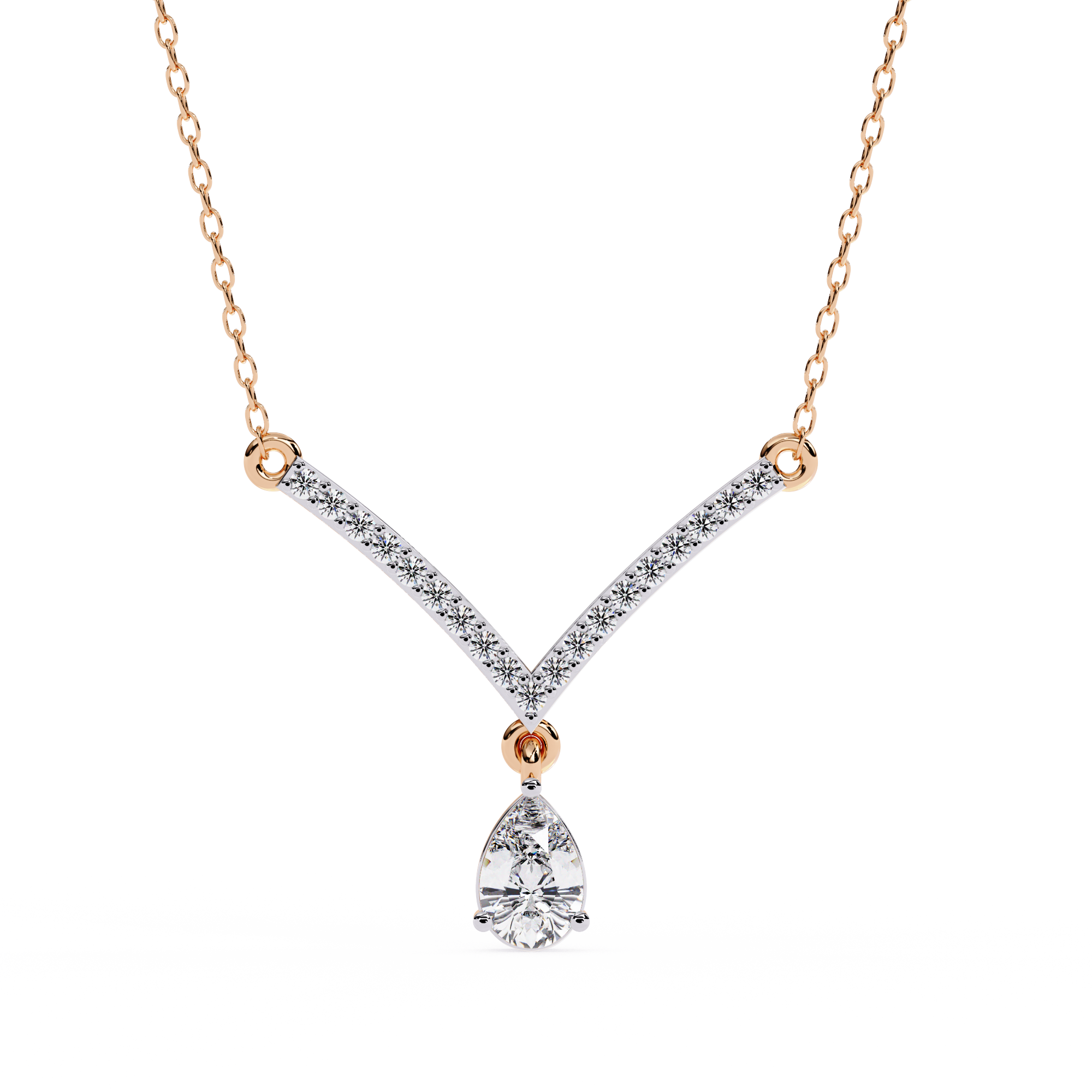Solitairekart 0.48ct V-Line Drop Natural Diamond Necklace-HI Color, VS-SI Clarity