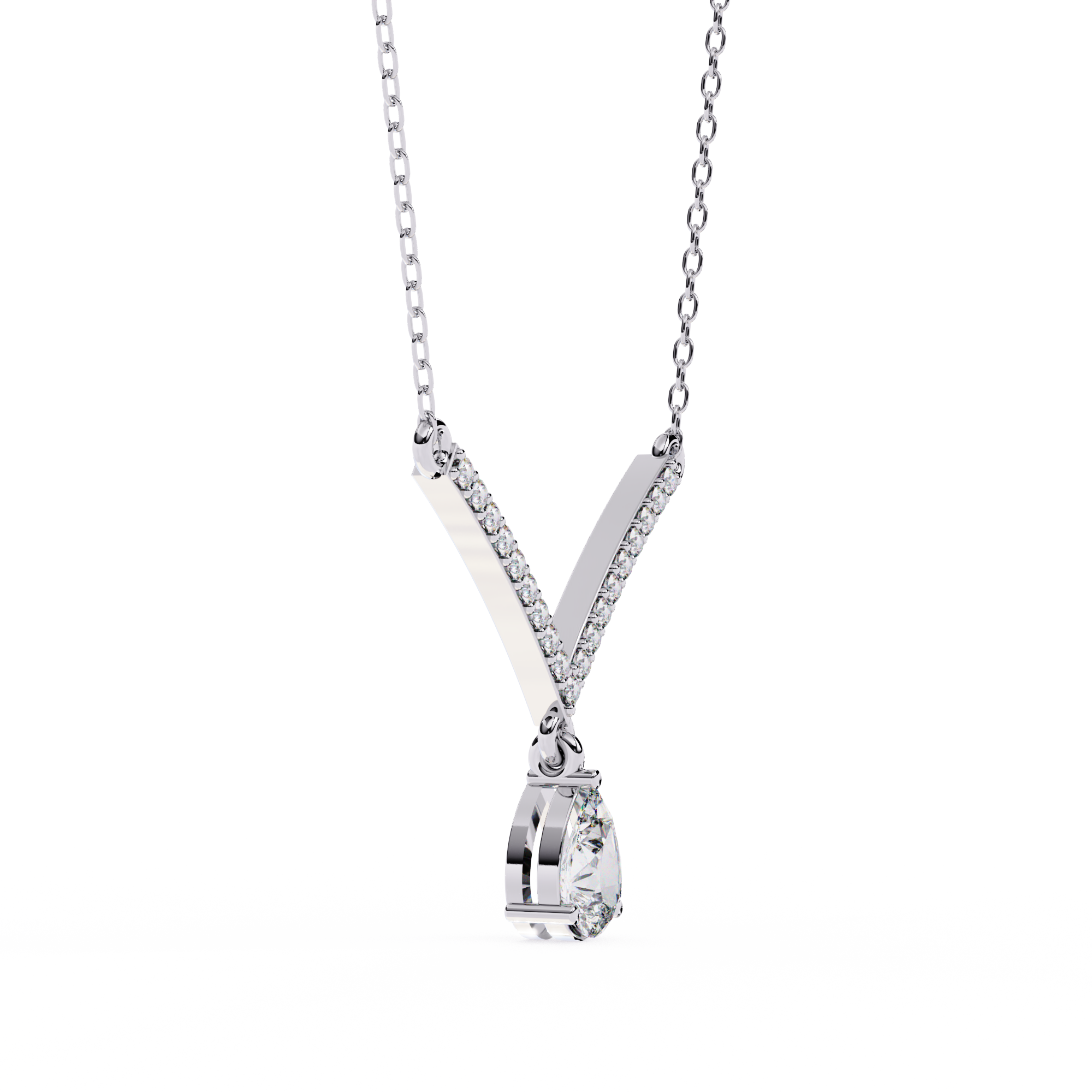 Solitairekart 0.48ct V-Line Drop Natural Diamond Necklace-HI Color, VS-SI Clarity