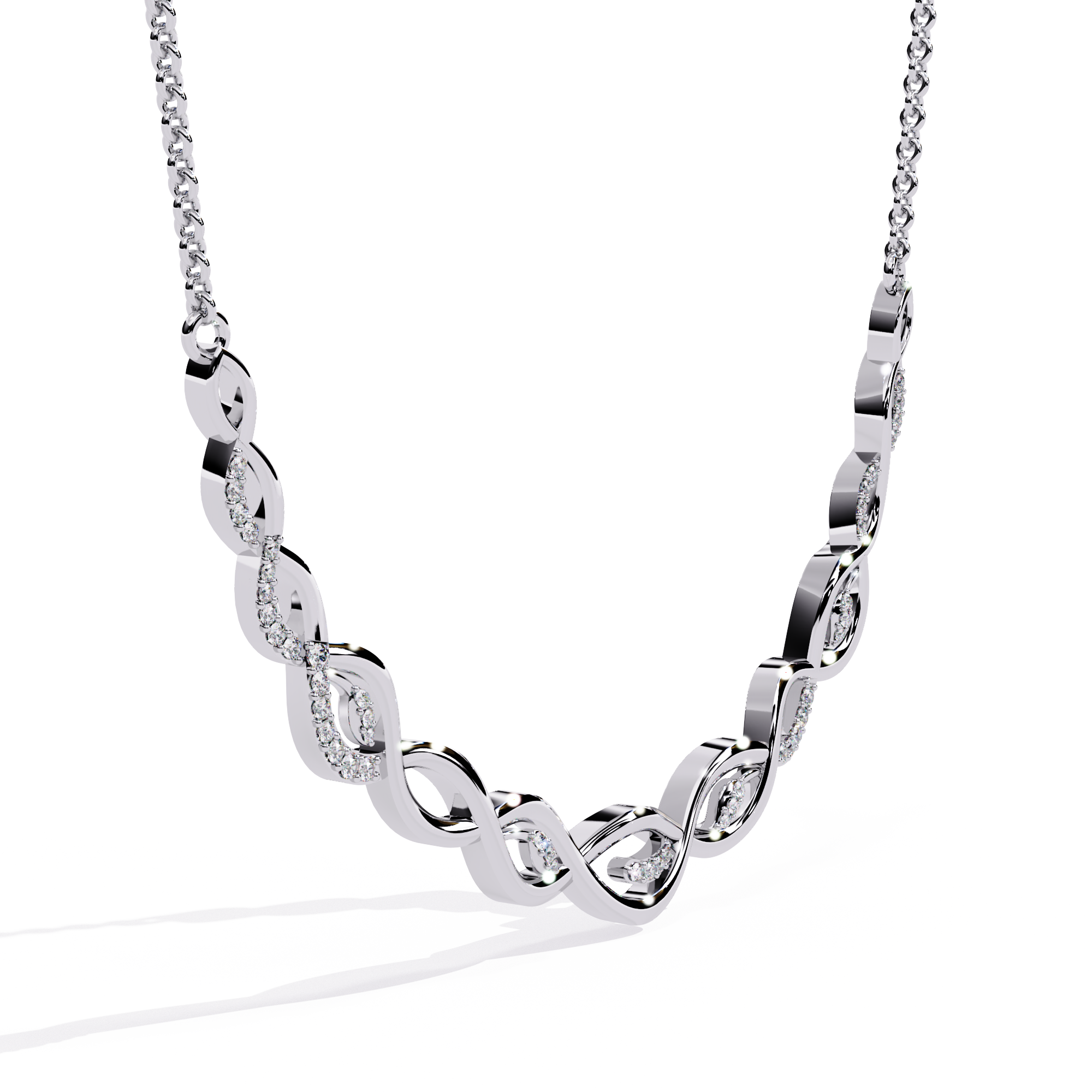 Solitairekart 0.18ct Natural Diamond Infinity Link Necklace-HI Color, VS-SI Clarity