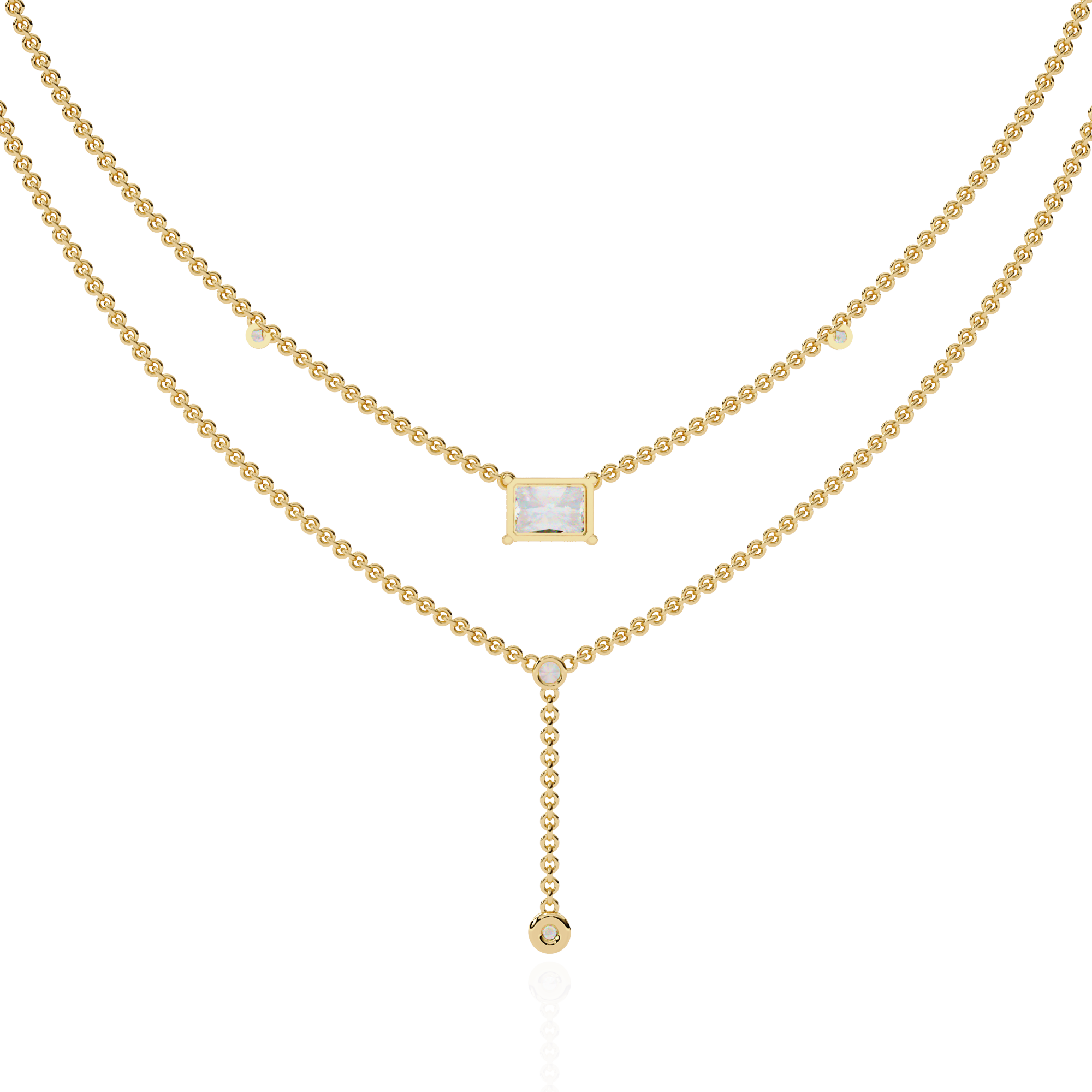 Solitairekart 1.72ct Layered Radiant Cut Natural Diamond Necklace-H Color, VS1 Clarity