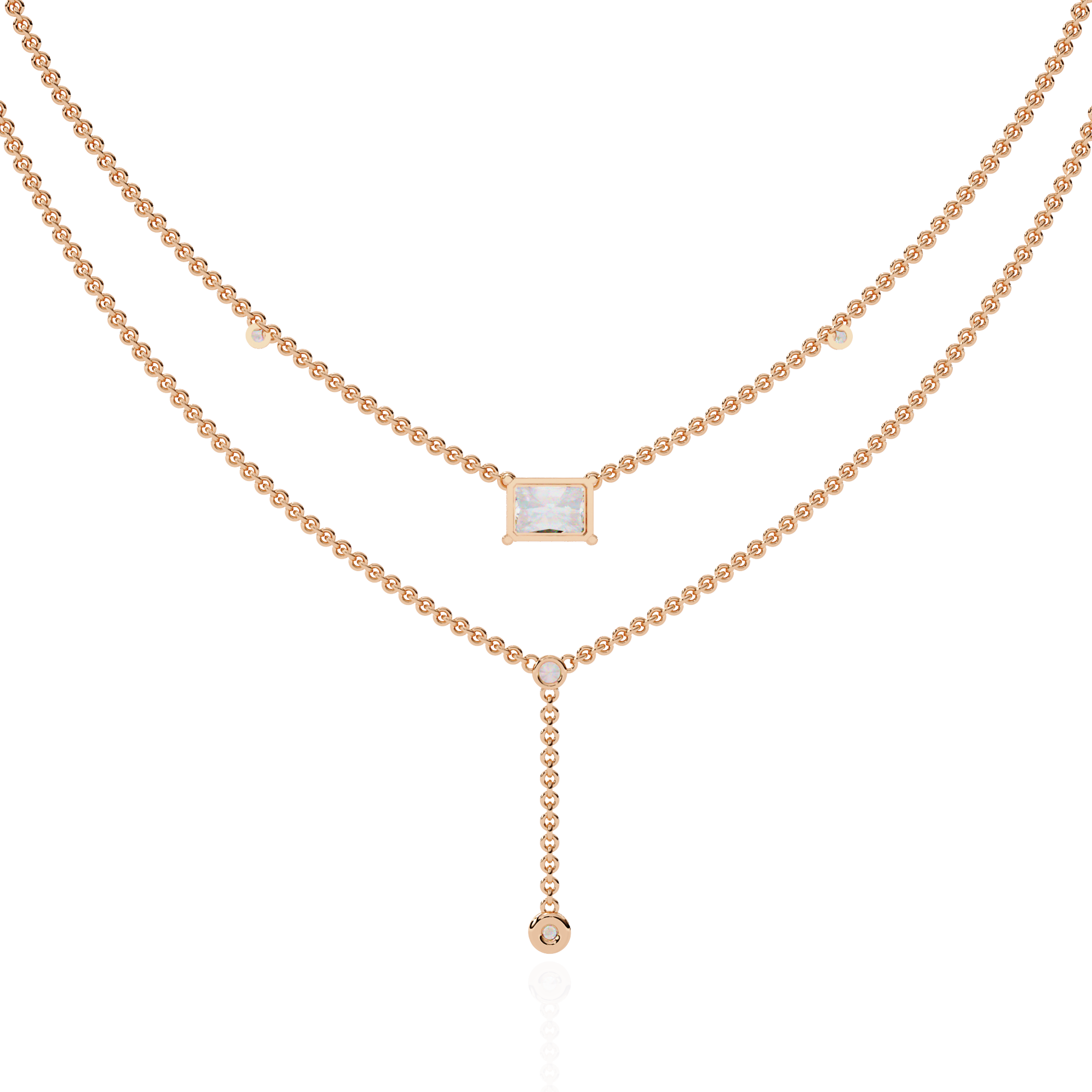 Solitairekart 1.72ct Layered Radiant Cut Natural Diamond Necklace-H Color, VS1 Clarity