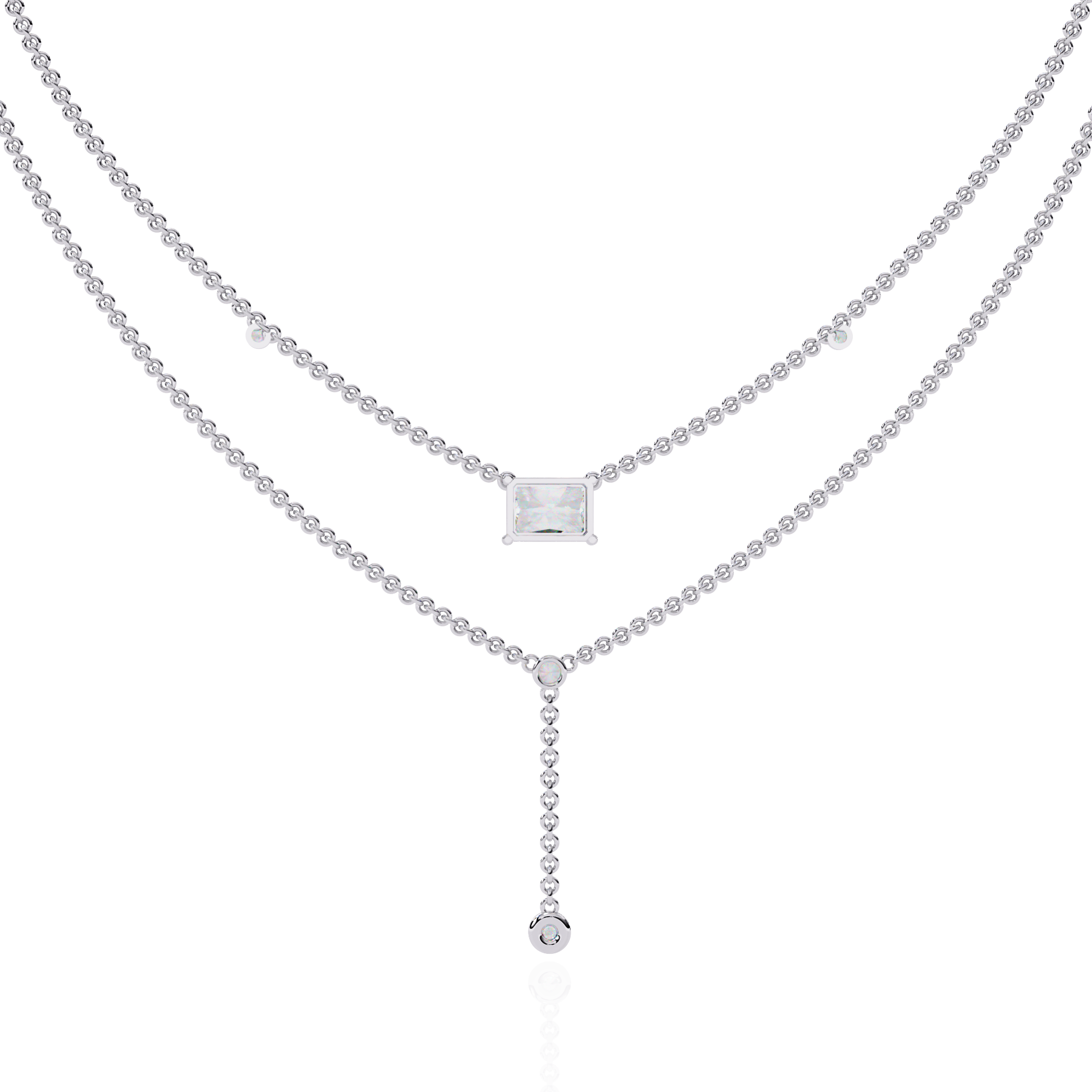Solitairekart 1.72ct Layered Radiant Cut Natural Diamond Necklace-H Color, VS1 Clarity