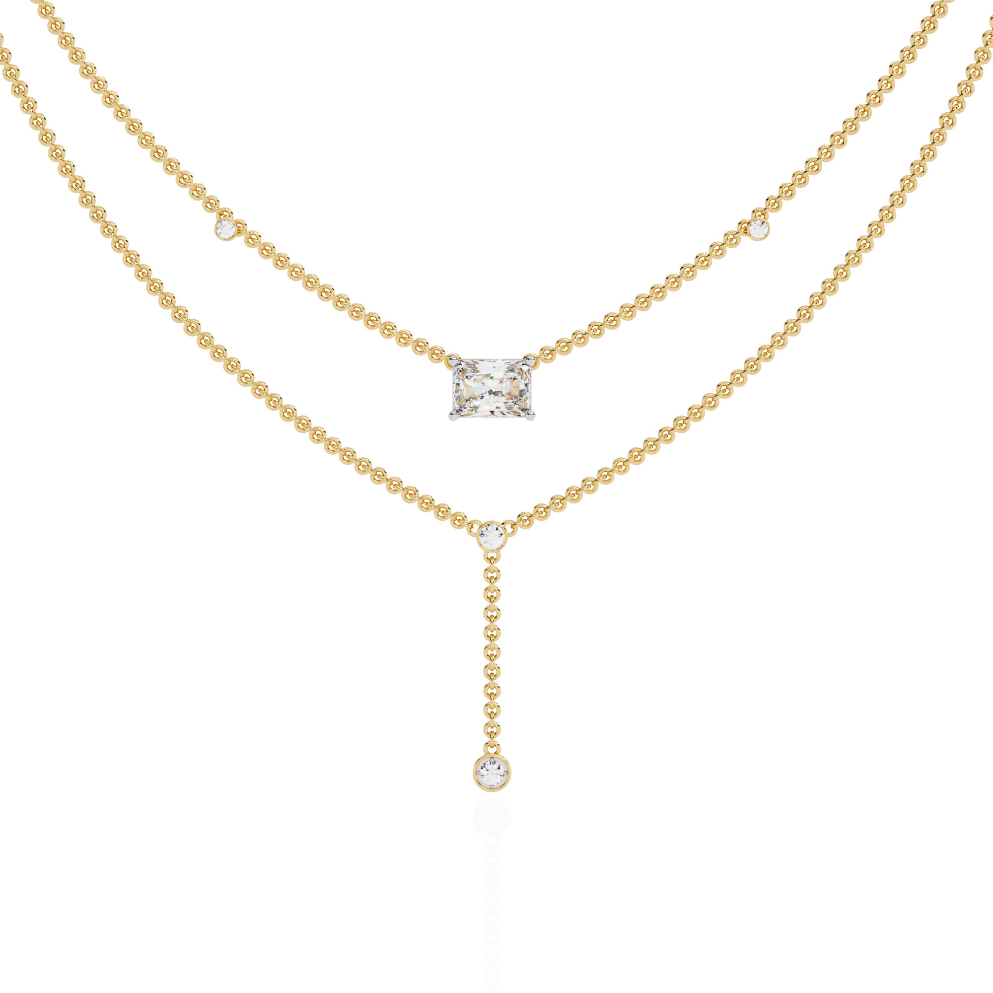 Solitairekart 1.72ct Layered Radiant Cut Lab Grown Diamond Necklace