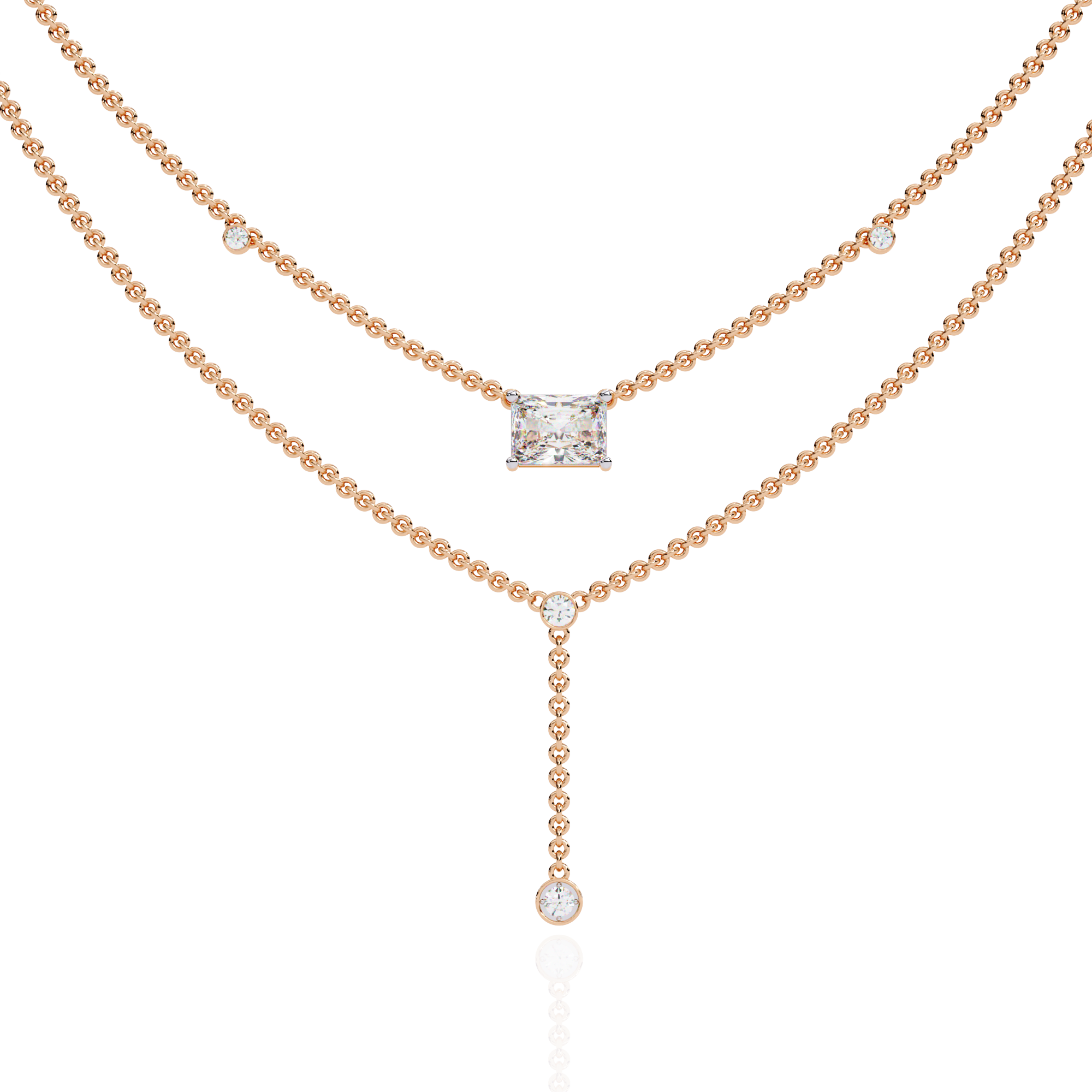 Solitairekart 1.72ct Layered Radiant Cut Lab Grown Diamond Necklace