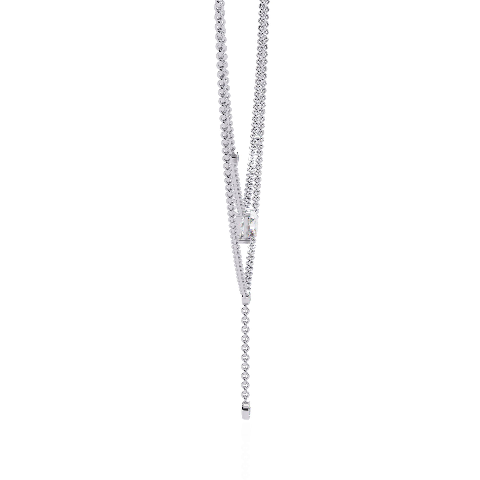 Solitairekart 1.72ct Layered Radiant Cut Natural Diamond Necklace-H Color, VS1 Clarity