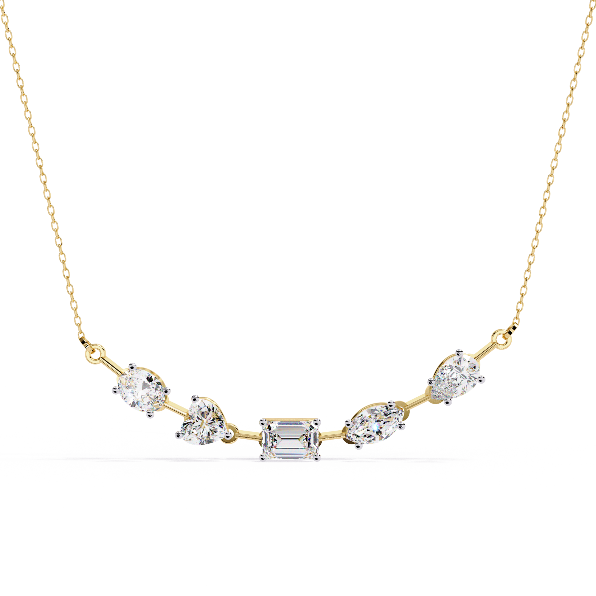 Solitairekart 2.81ct Mixed Cut Natural Diamond Necklace-H Color, VS1 Clarity
