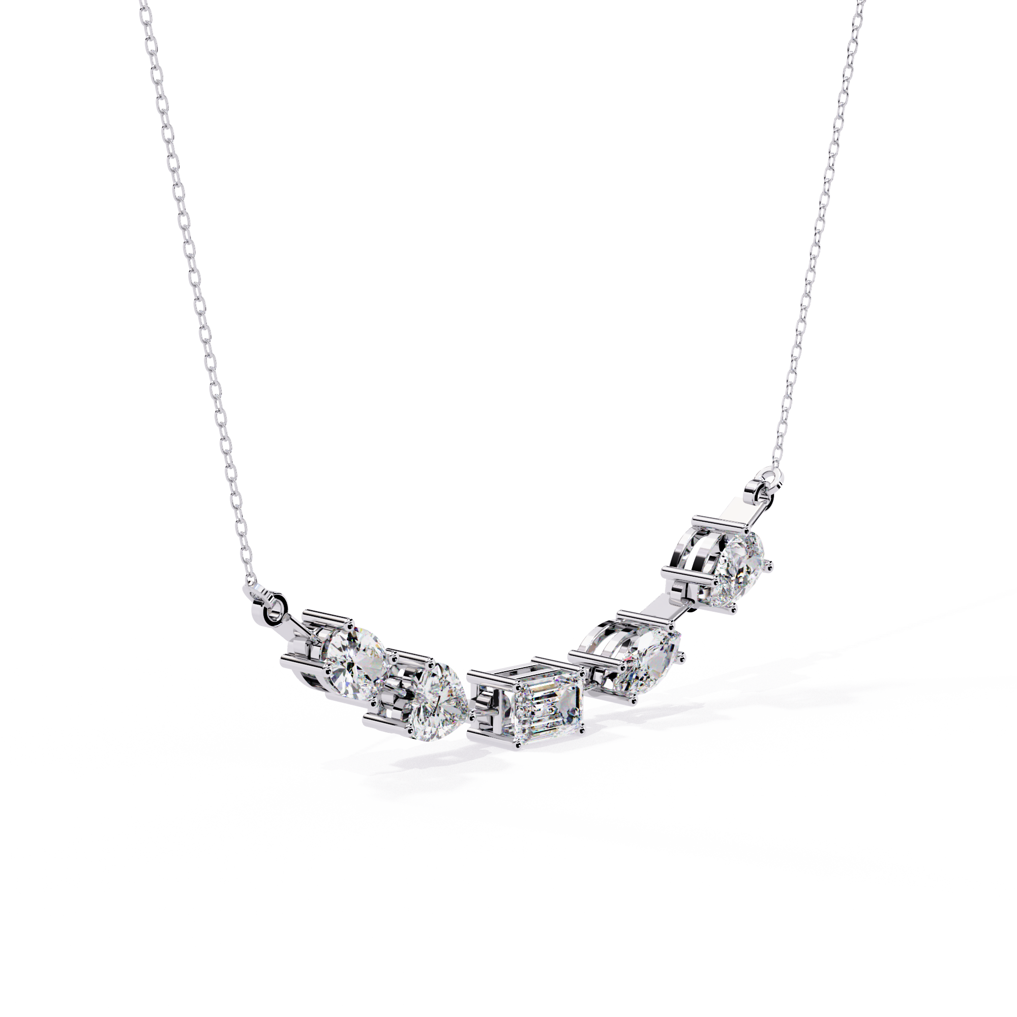 Solitairekart 2.81ct Mixed Cut Natural Diamond Necklace-H Color, VS1 Clarity