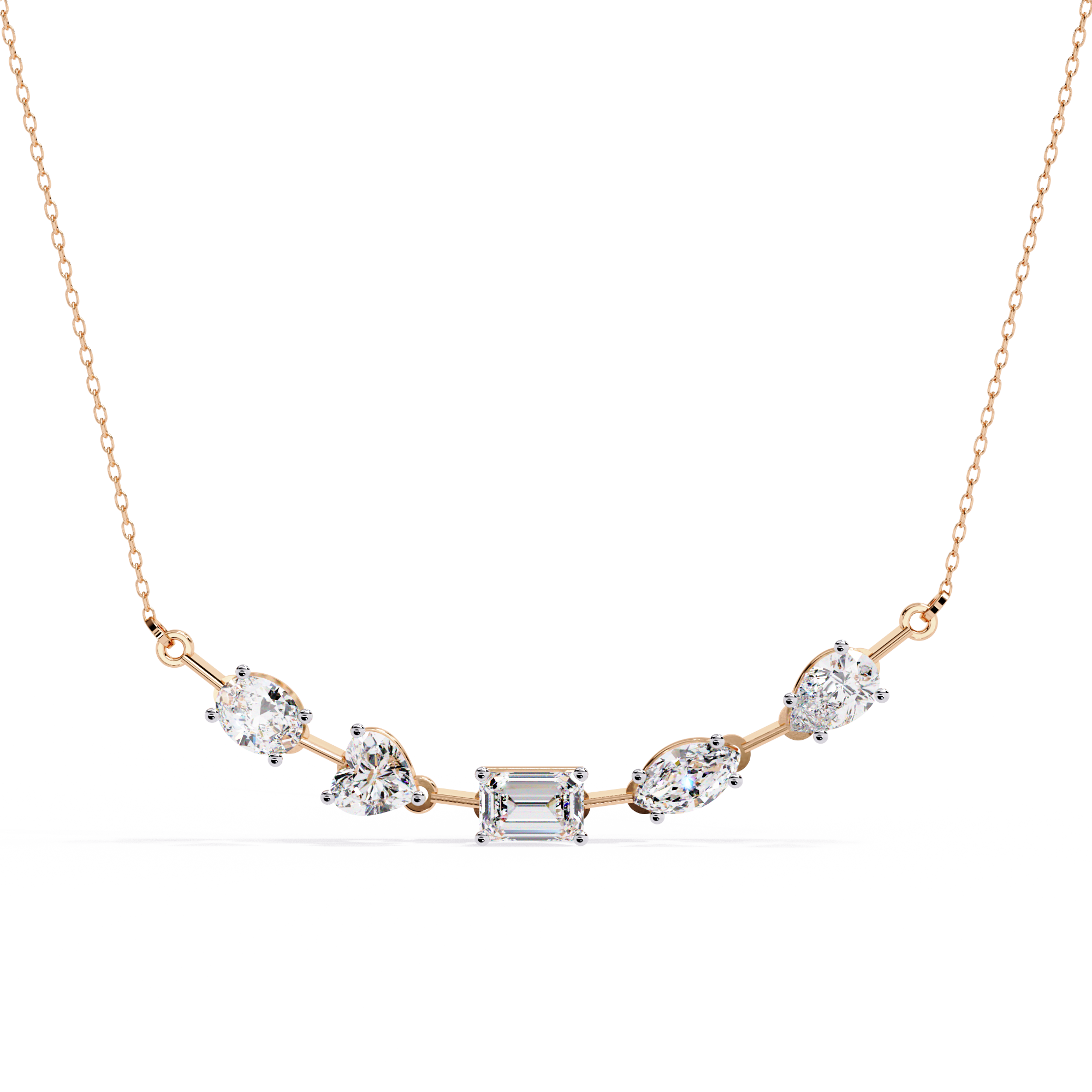 Solitairekart 2.81ct Mixed Cut Natural Diamond Necklace-H Color, VS1 Clarity