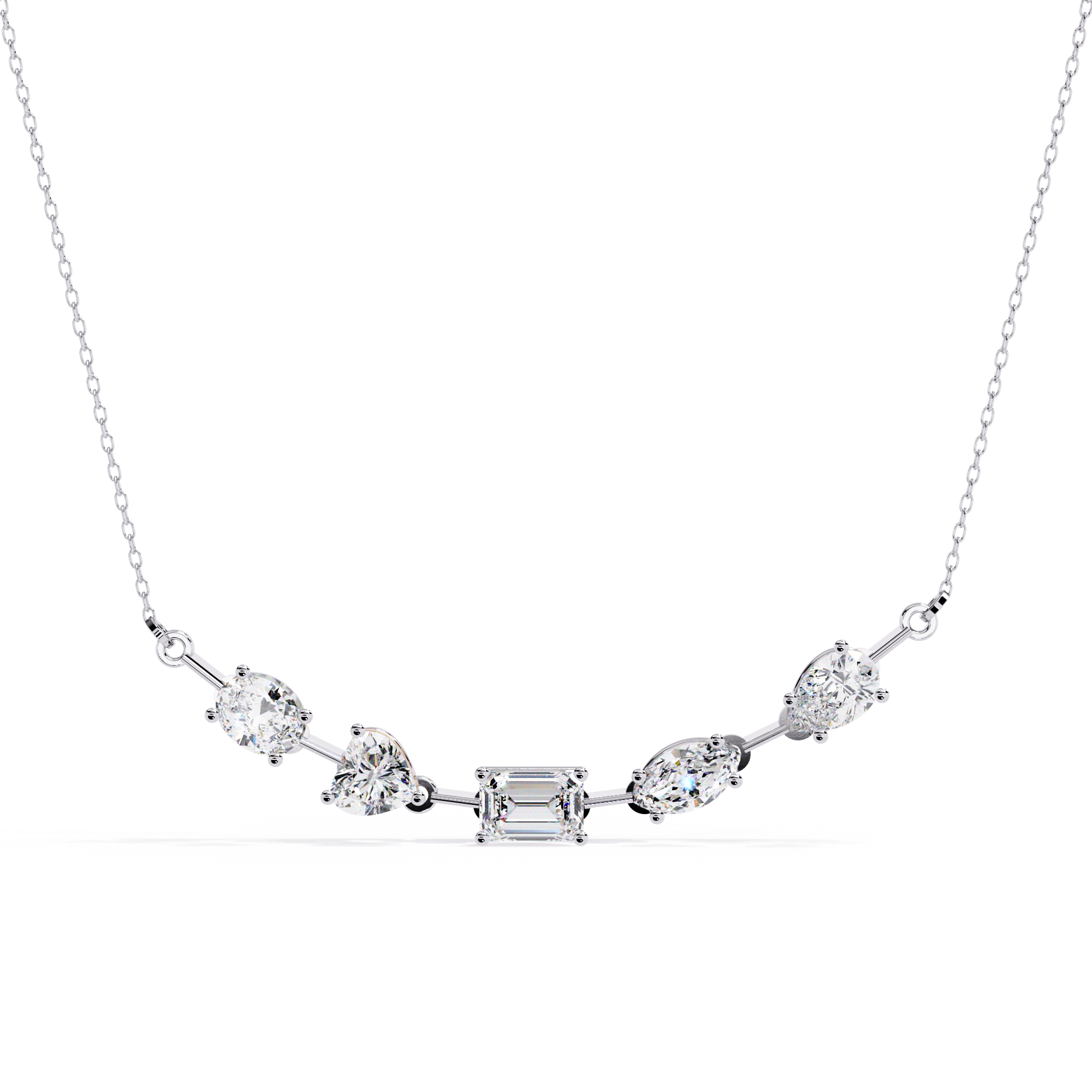 Solitairekart 2.81ct Mixed Cut Natural Diamond Necklace-H Color, VS1 Clarity