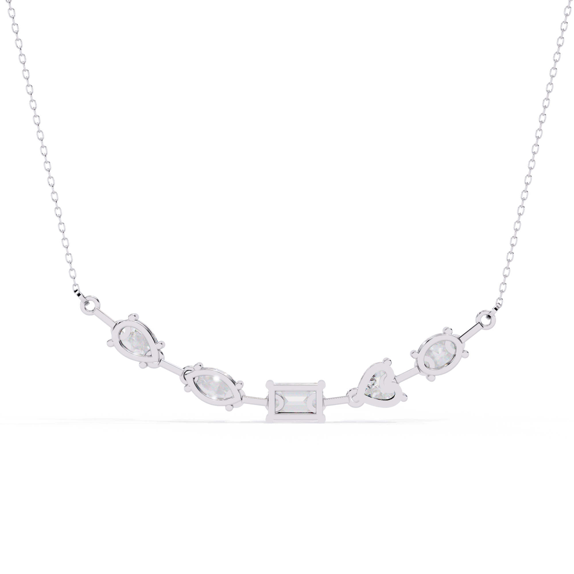 Solitairekart 2.81ct Mixed Cut Natural Diamond Necklace-H Color, VS1 Clarity