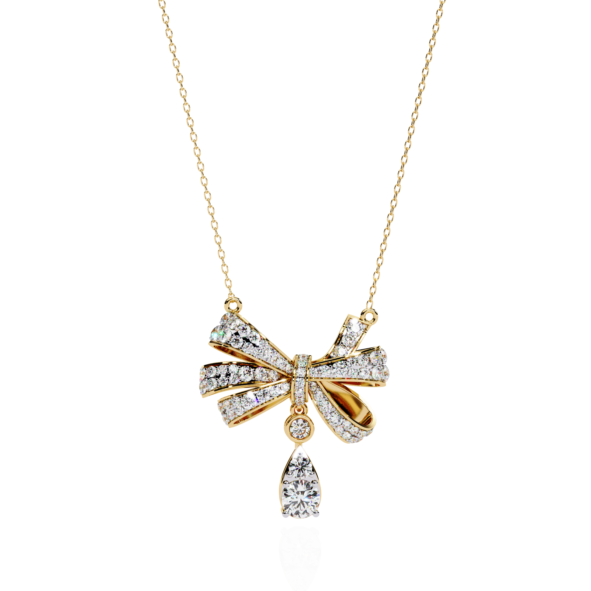 Solitairekart 1.69ct Natural Diamond Bow Pendant Necklace-HI Color, VS-SI Clarity