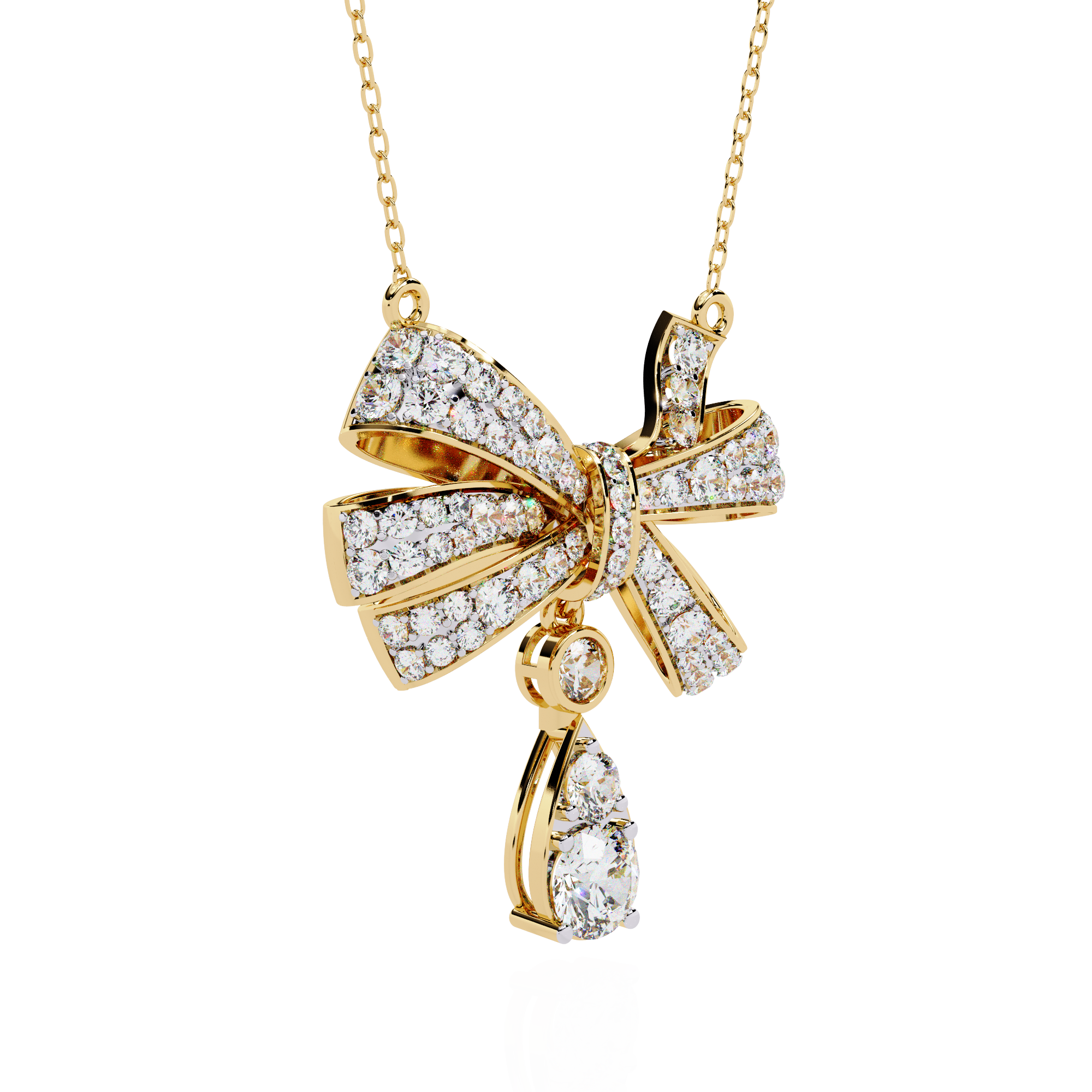 Solitairekart 1.69ct Natural Diamond Bow Pendant Necklace-HI Color, VS-SI Clarity