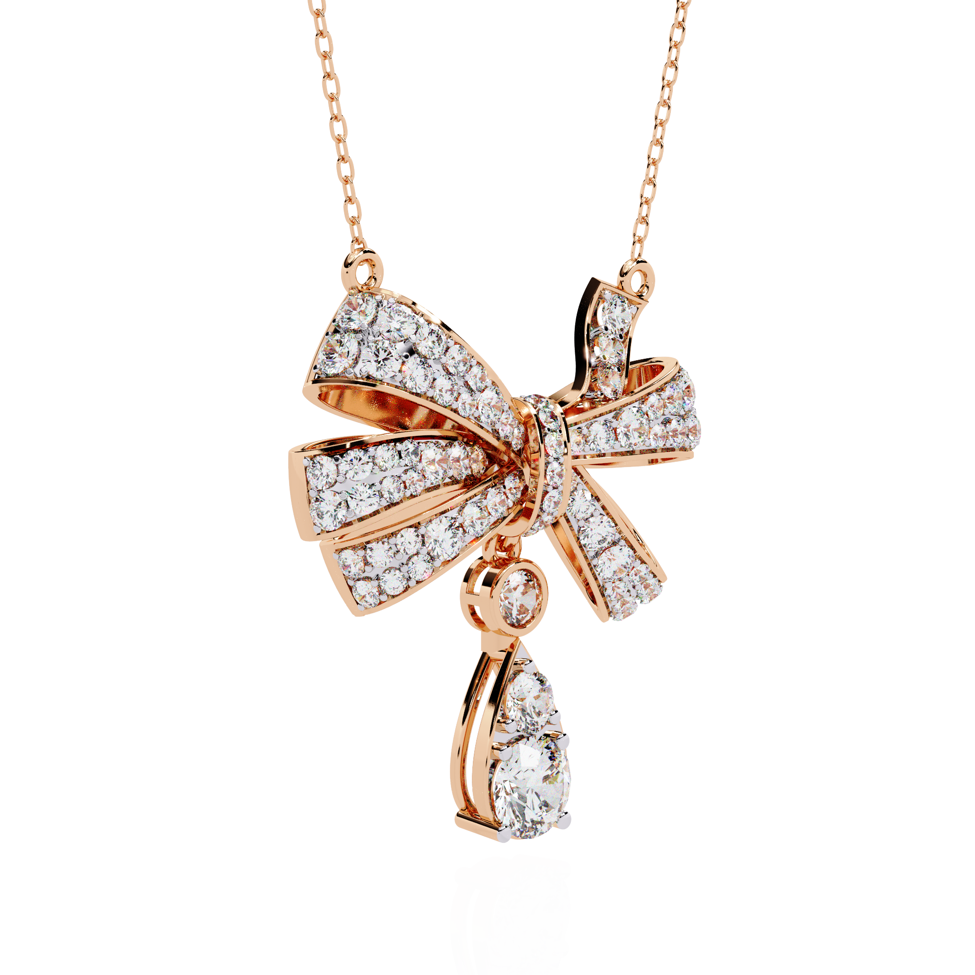 Solitairekart 1.69ct Natural Diamond Bow Pendant Necklace-HI Color, VS-SI Clarity