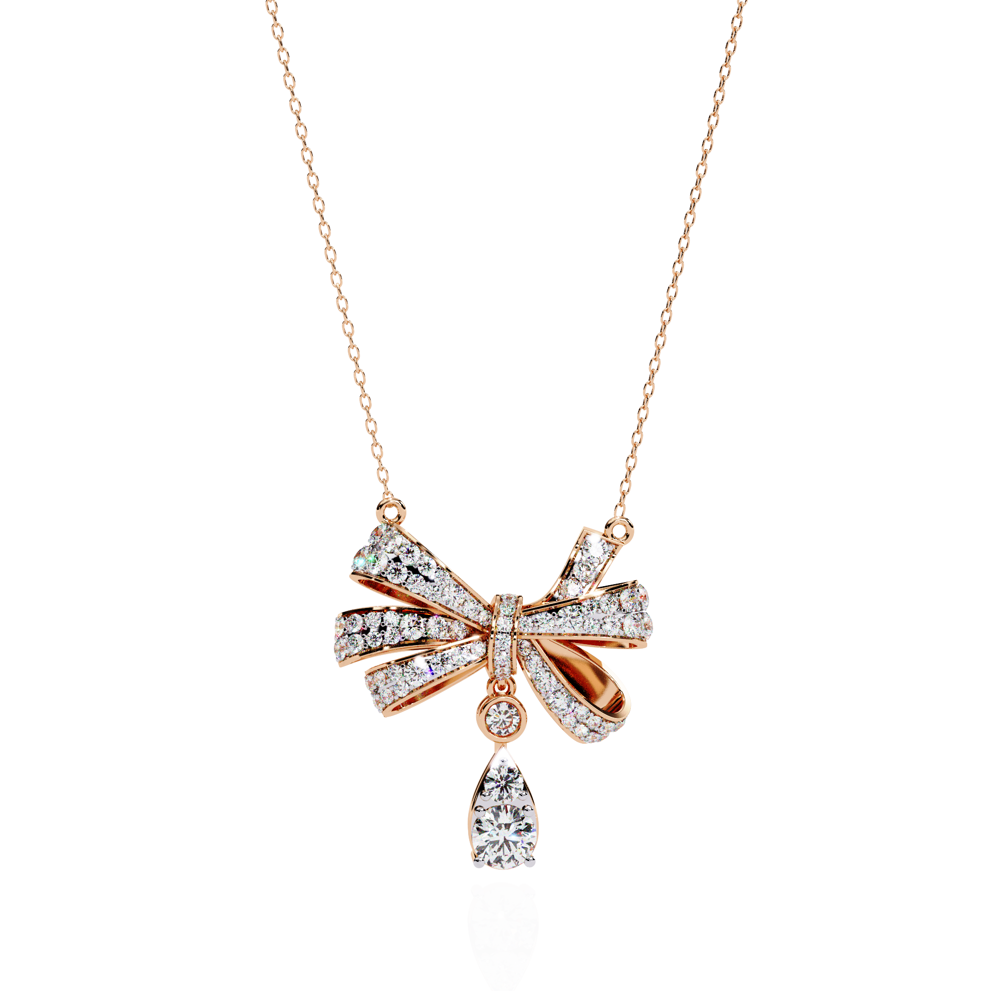 Solitairekart 1.69ct Natural Diamond Bow Pendant Necklace-HI Color, VS-SI Clarity
