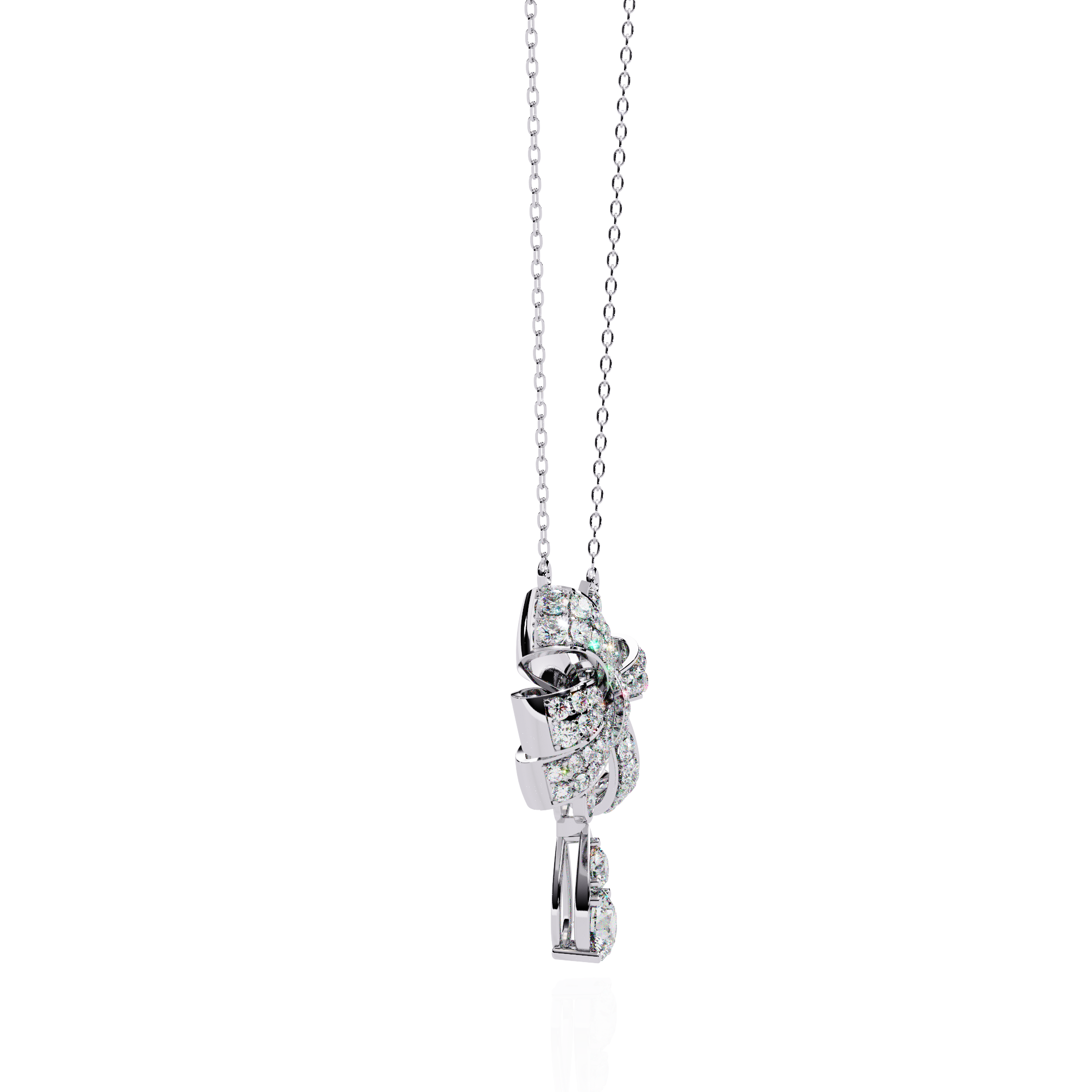 Solitairekart 1.69ct Natural Diamond Bow Pendant Necklace-HI Color, VS-SI Clarity