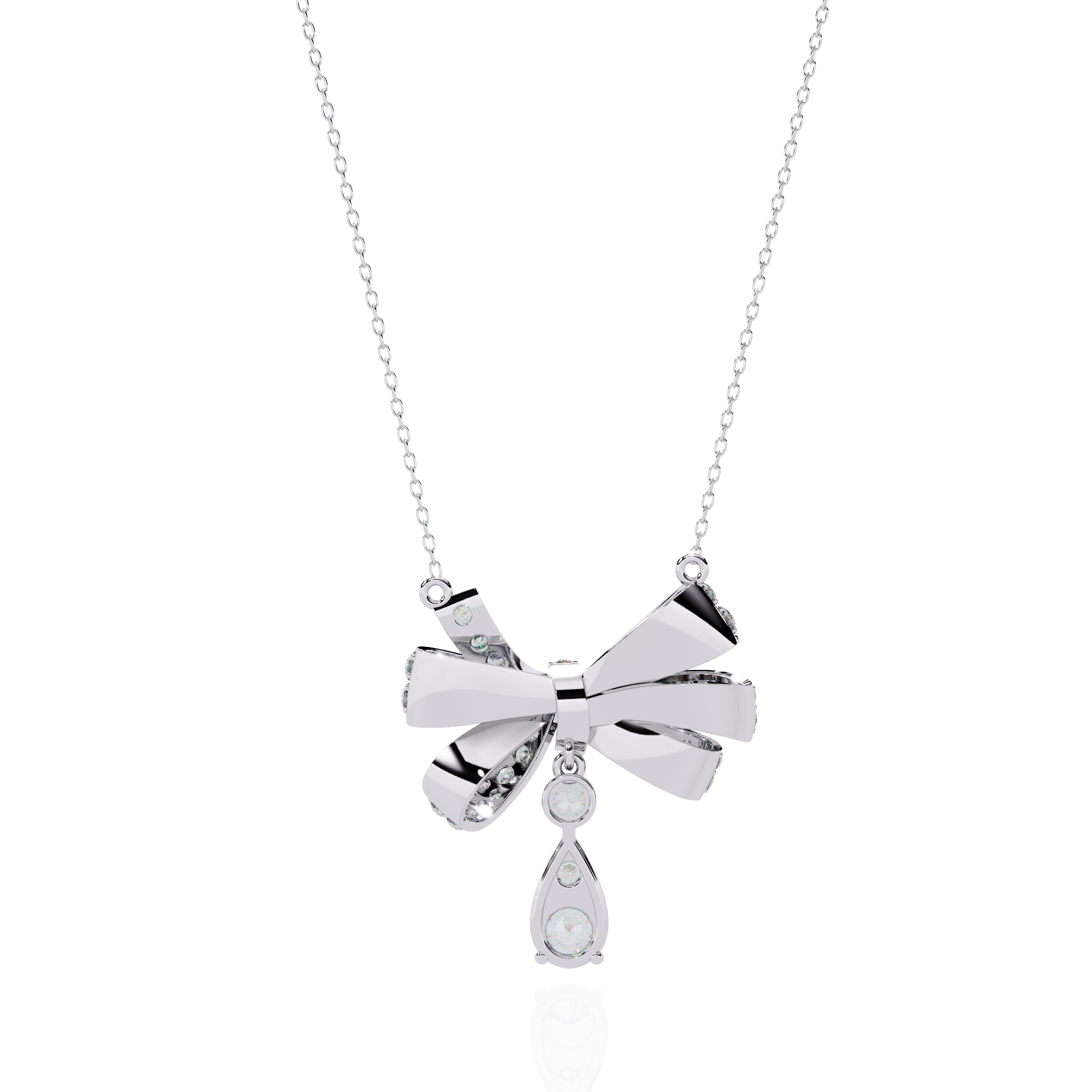 Solitairekart 1.69ct Natural Diamond Bow Pendant Necklace-HI Color, VS-SI Clarity