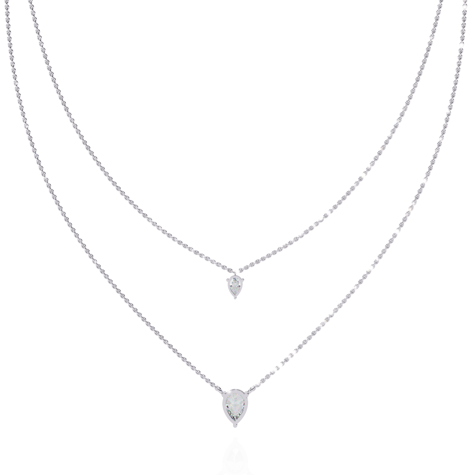 Solitairekart 1.46ct Elegant Natural Diamond Pear Duo Necklace-H Color, VS1 Clarity