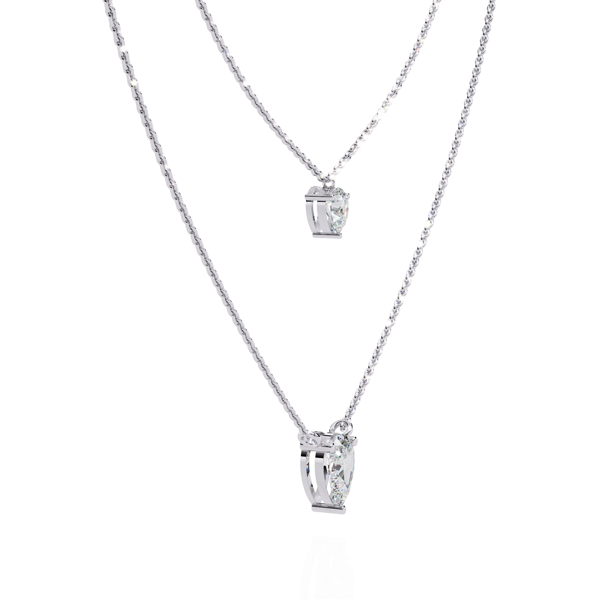 Solitairekart 1.46ct Elegant Lab Grown Diamond Pear Duo Necklace