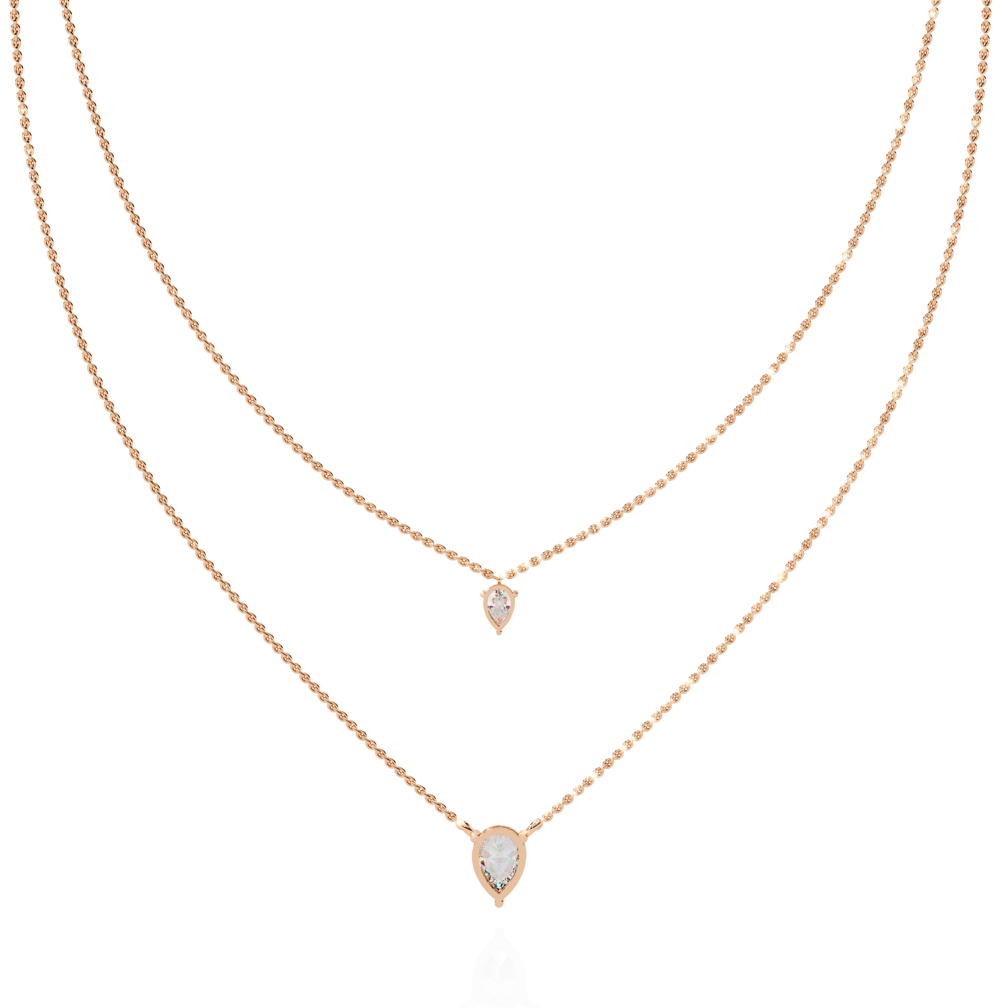 Solitairekart 1.46ct Elegant Natural Diamond Pear Duo Necklace-H Color, VS1 Clarity