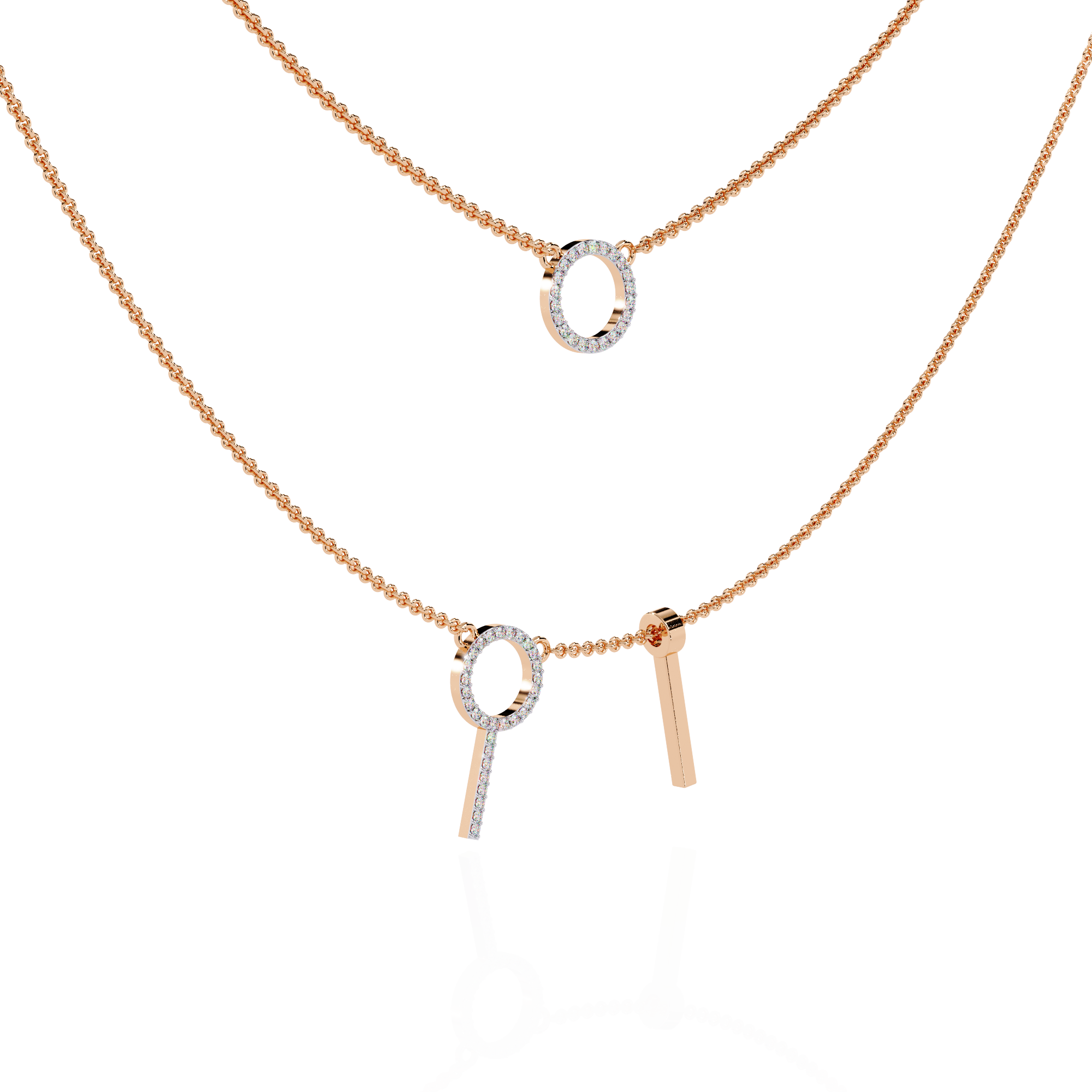 Solitairekart 0.29ct Natural Diamond Orbit and Bar Layered Necklace-HI Color, VS-SI Clarity
