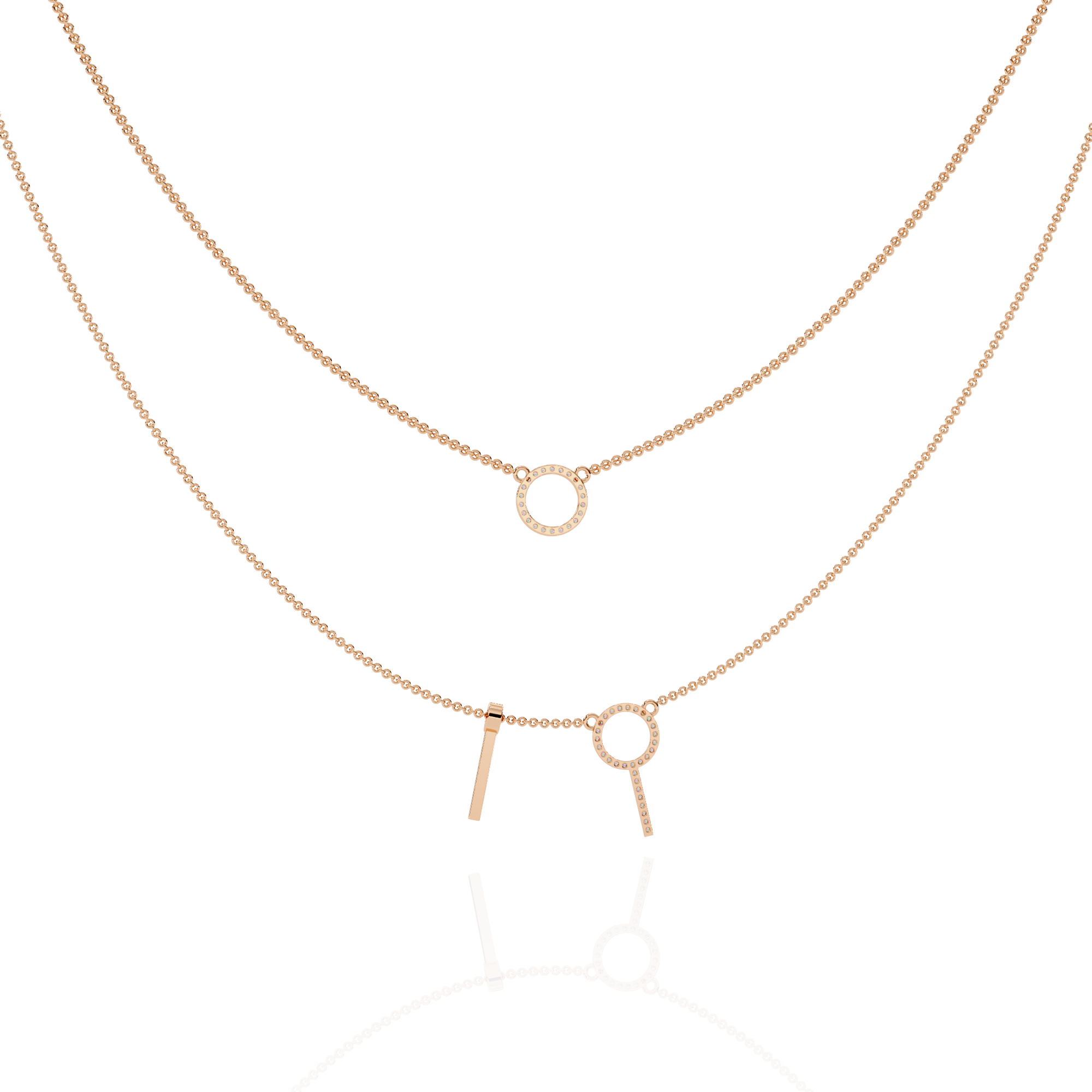 Solitairekart 0.29ct Natural Diamond Orbit and Bar Layered Necklace-HI Color, VS-SI Clarity