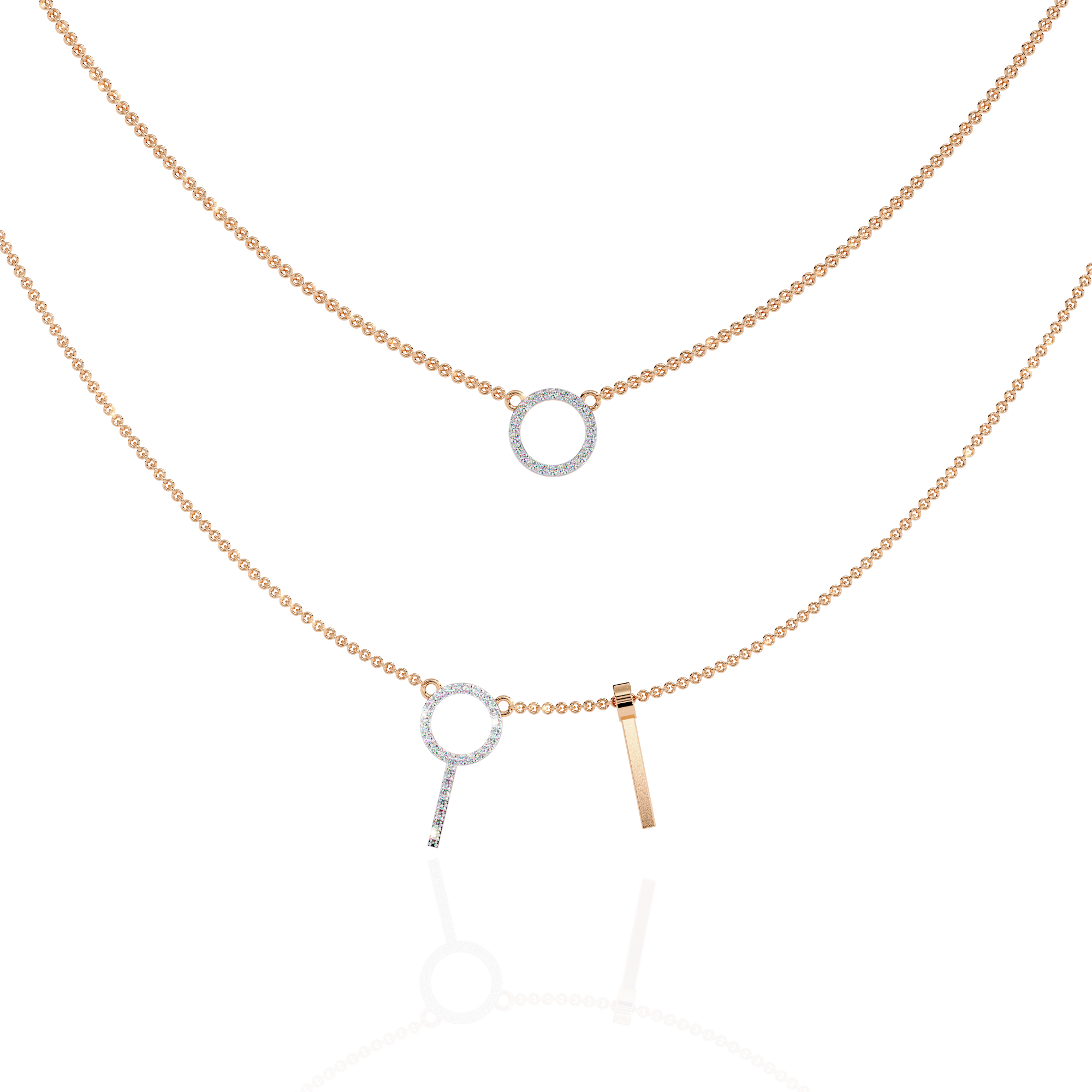 Solitairekart 0.29ct Natural Diamond Orbit and Bar Layered Necklace-HI Color, VS-SI Clarity