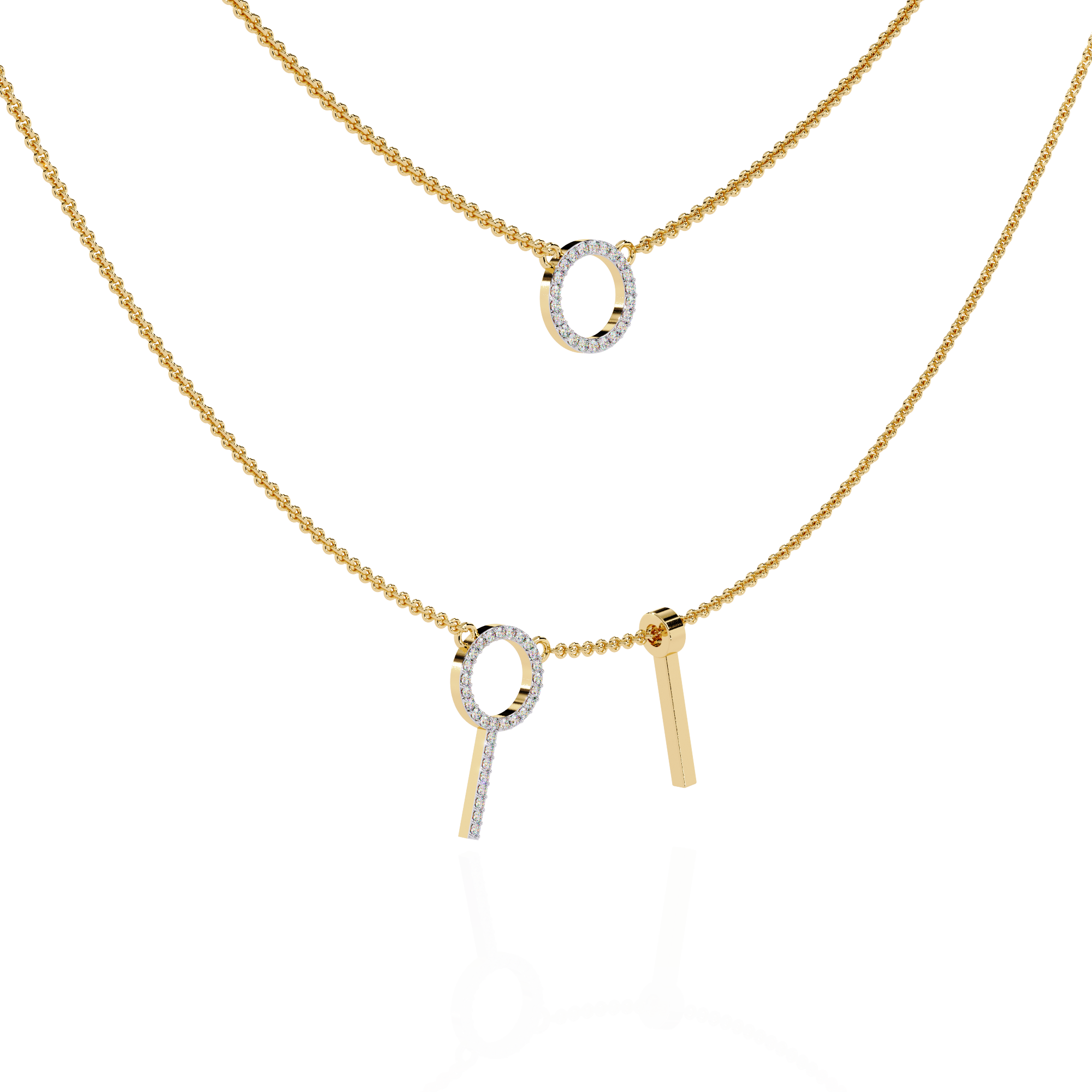 Solitairekart 0.29ct Lab Grown Diamond Orbit and Bar Layered Necklace