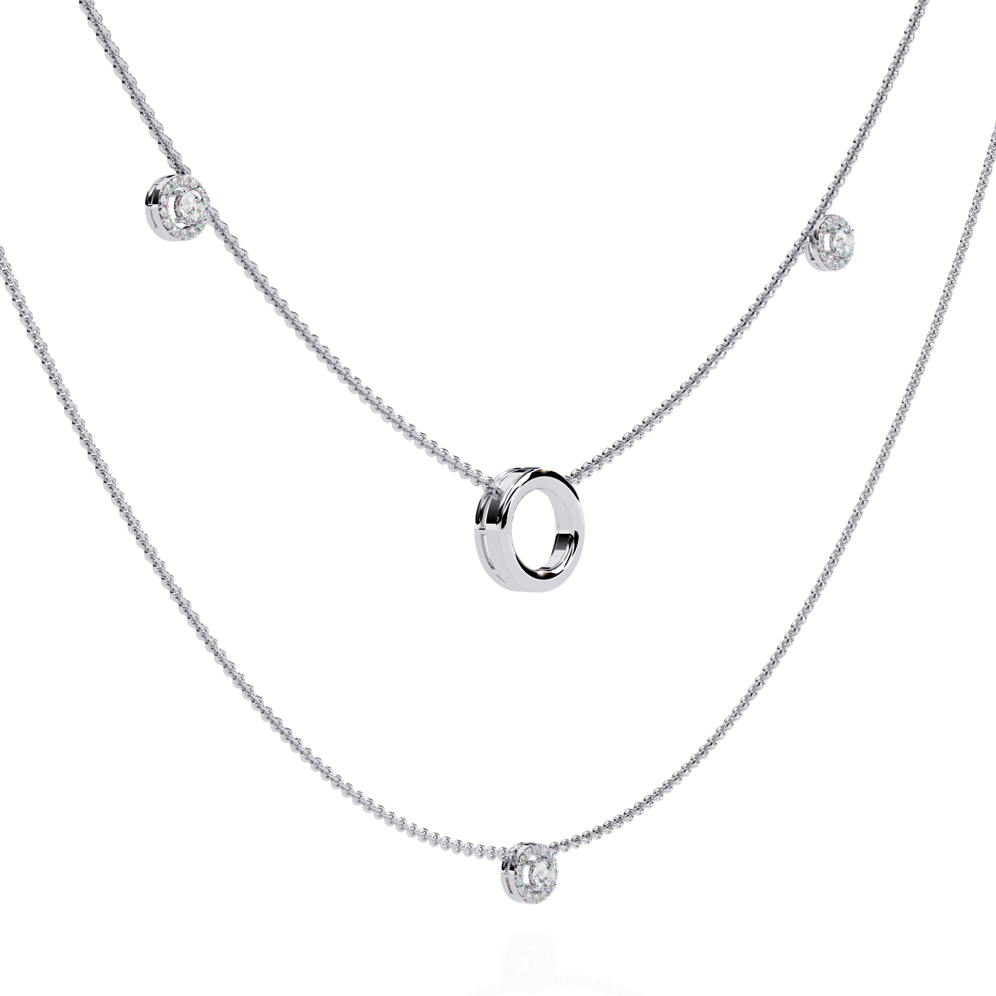 Solitairekart 0.46ct Natural Diamond Trio Charm Necklace-HI Color, VS-SI Clarity