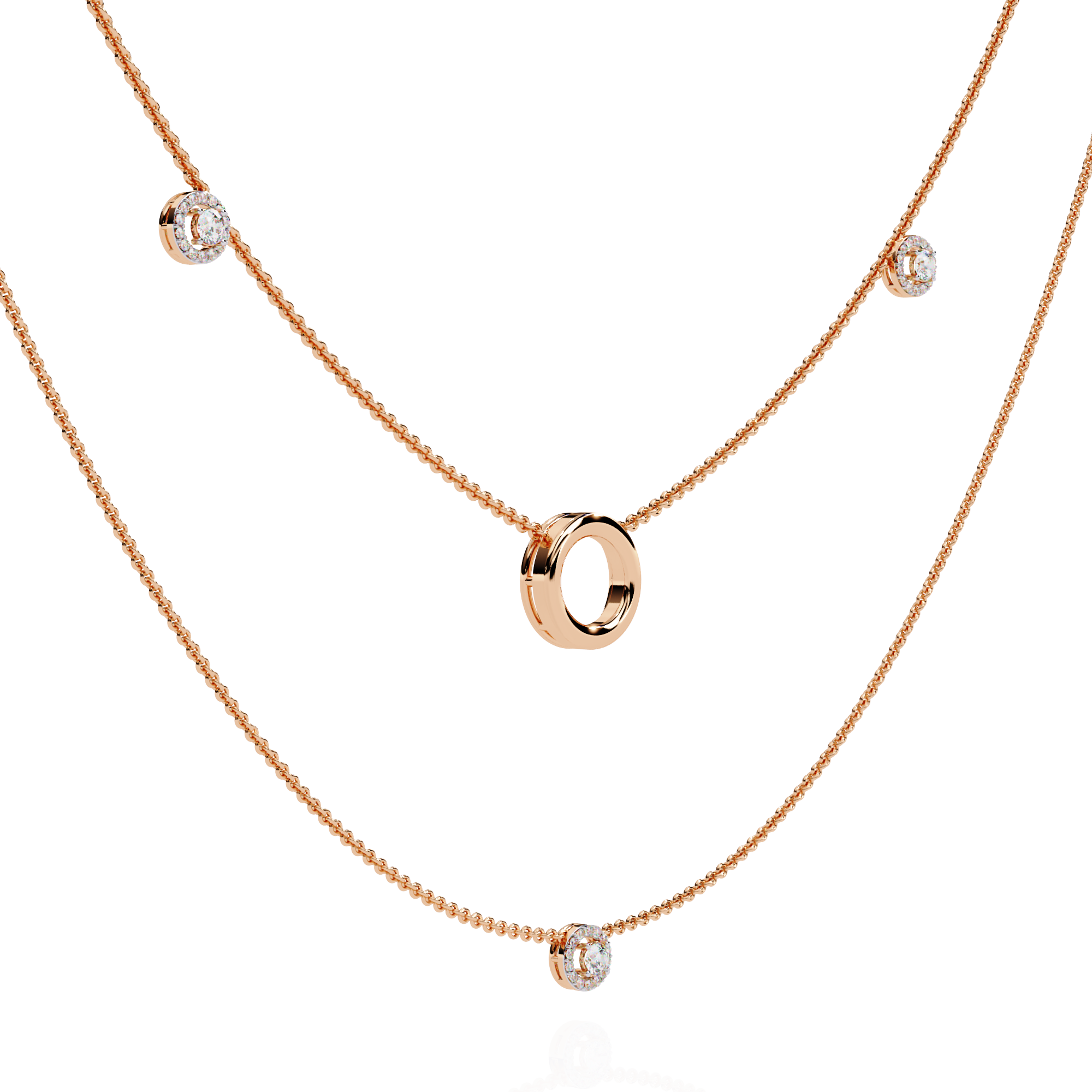 Solitairekart 0.46ct Natural Diamond Trio Charm Necklace-HI Color, VS-SI Clarity