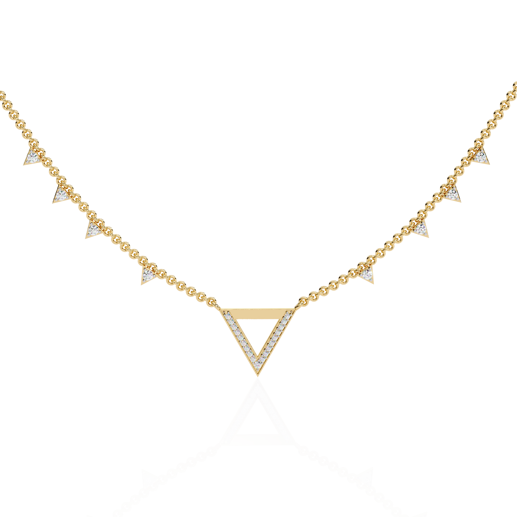Solitairekart 0.34ct Inverted Natural Diamond Triangle Necklace-HI Color, VS-SI Clarity