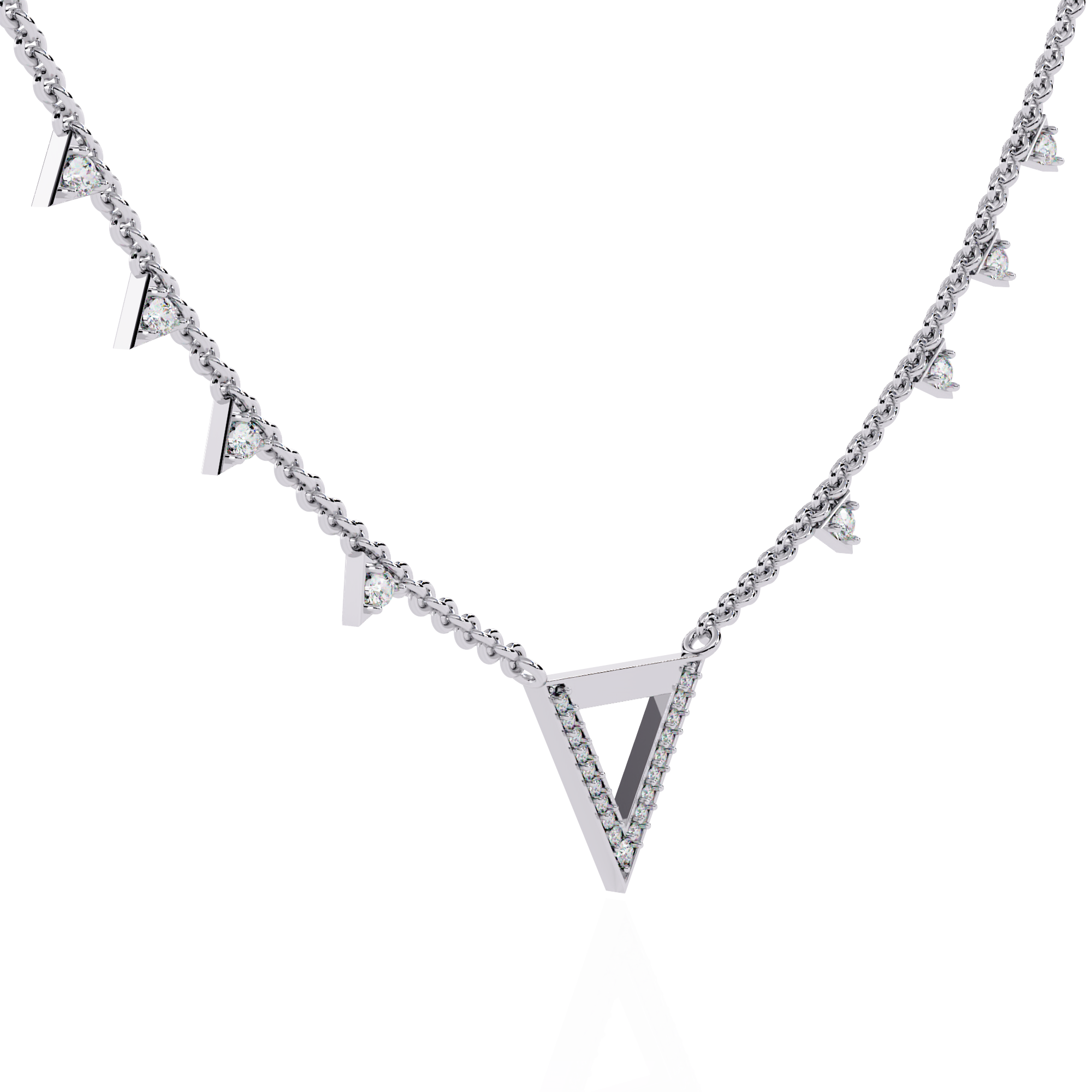 Solitairekart 0.34ct Inverted Natural Diamond Triangle Necklace-HI Color, VS-SI Clarity
