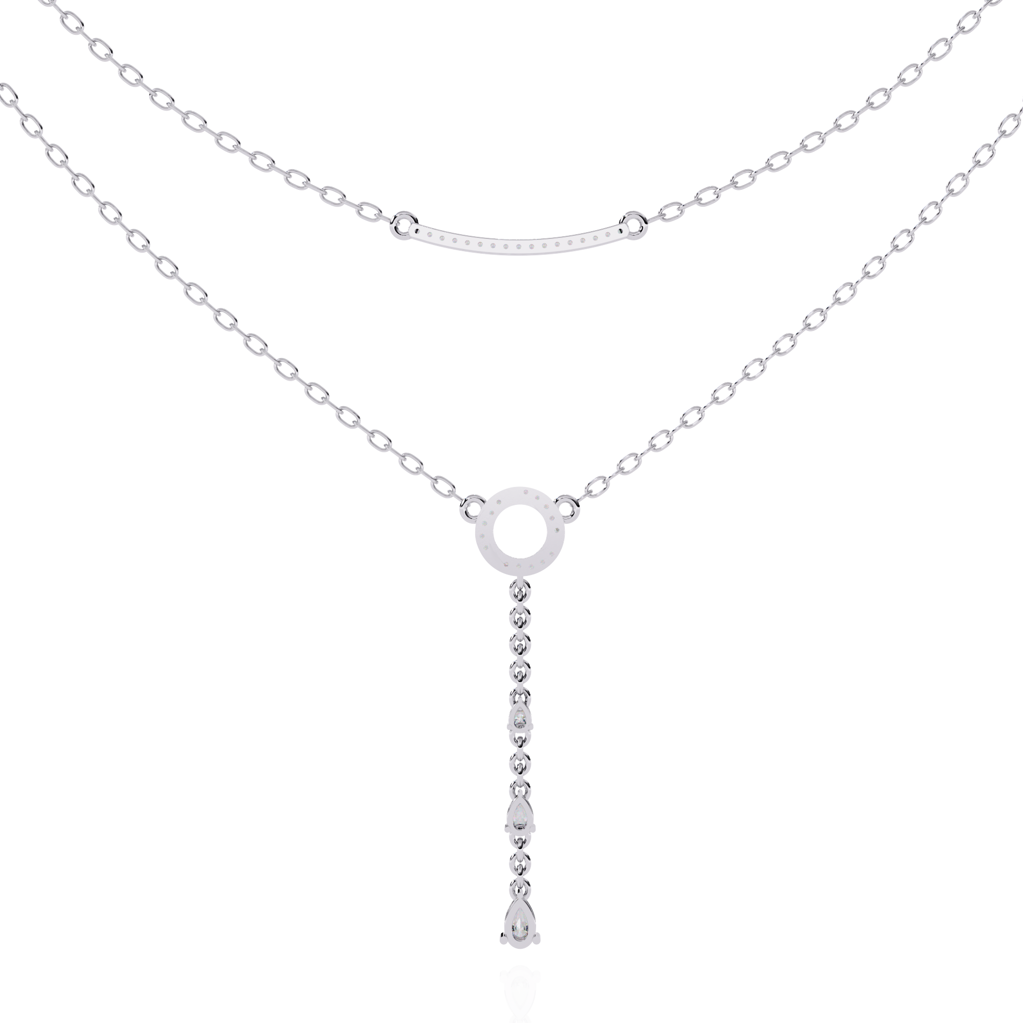 Solitairekart 0.49ct Layered Y-Drop Natural diamond Necklace-HI Color, VS-SI Clarity