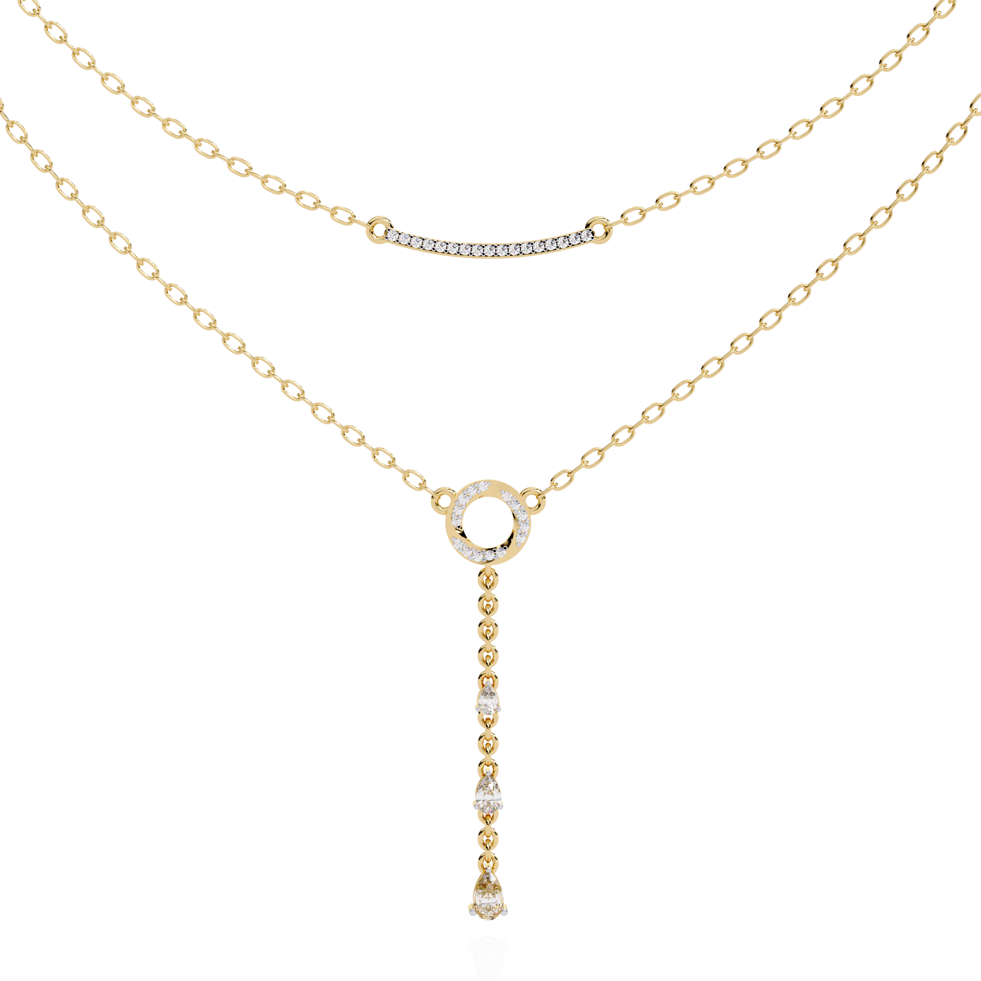 Solitairekart 0.49ct Layered Y-Drop Natural diamond Necklace-HI Color, VS-SI Clarity