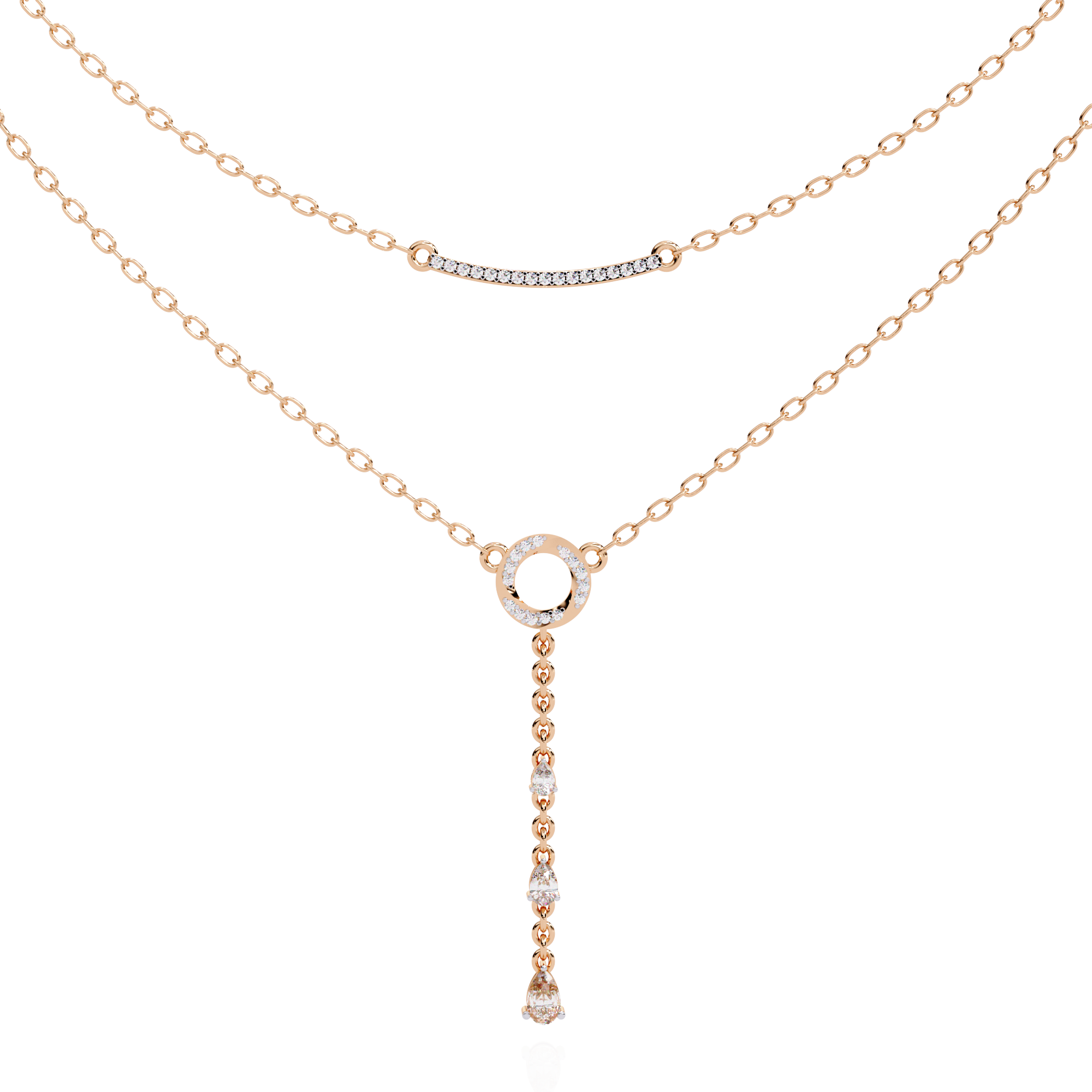 Solitairekart 0.49ct Layered Y-Drop Natural diamond Necklace-HI Color, VS-SI Clarity