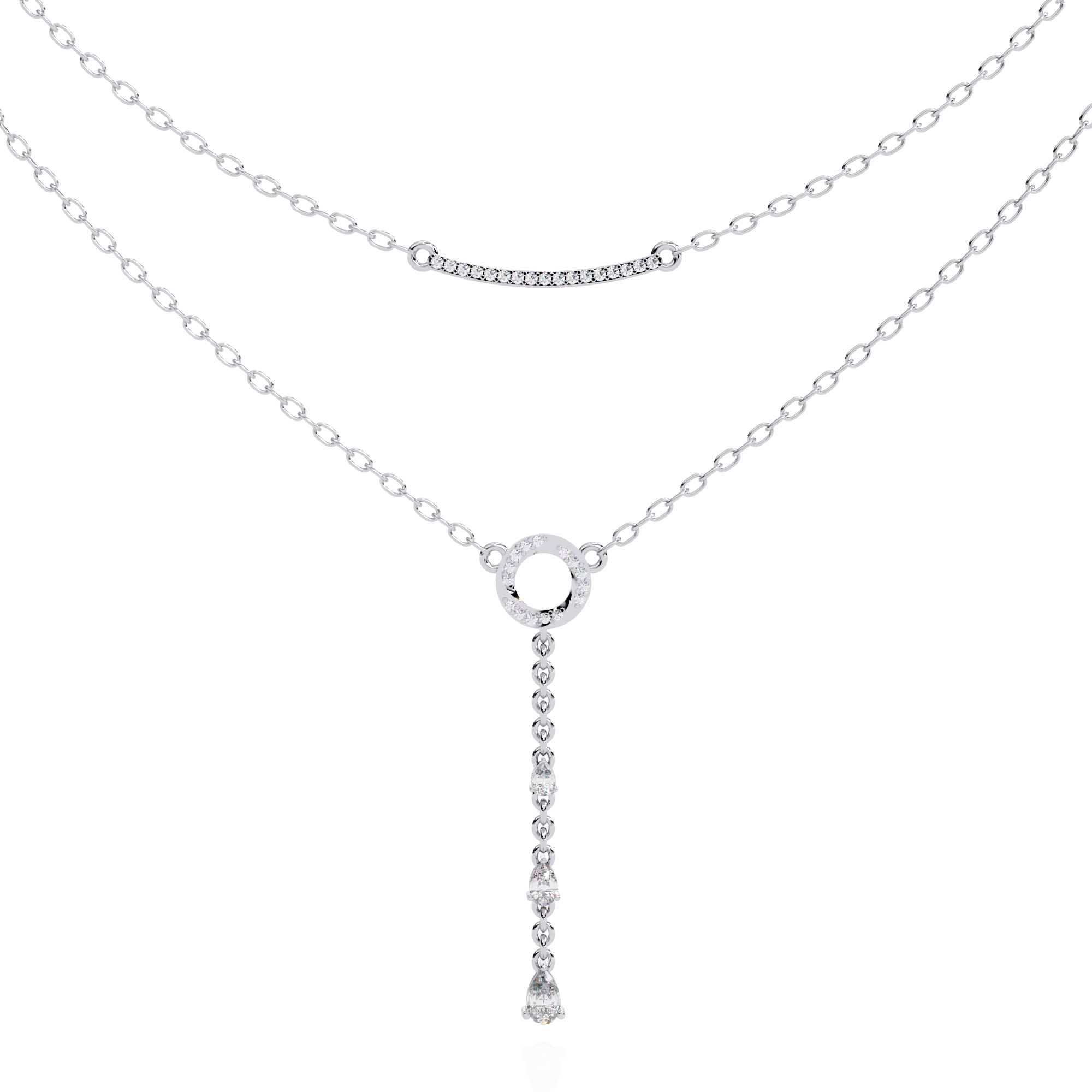 Solitairekart 0.49ct Layered Y-Drop Natural diamond Necklace-HI Color, VS-SI Clarity