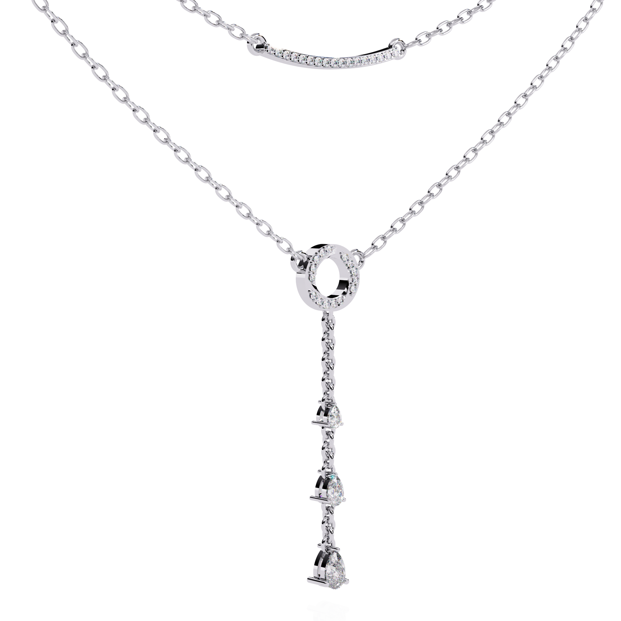 Solitairekart 0.49ct Layered Y-Drop Natural diamond Necklace-HI Color, VS-SI Clarity