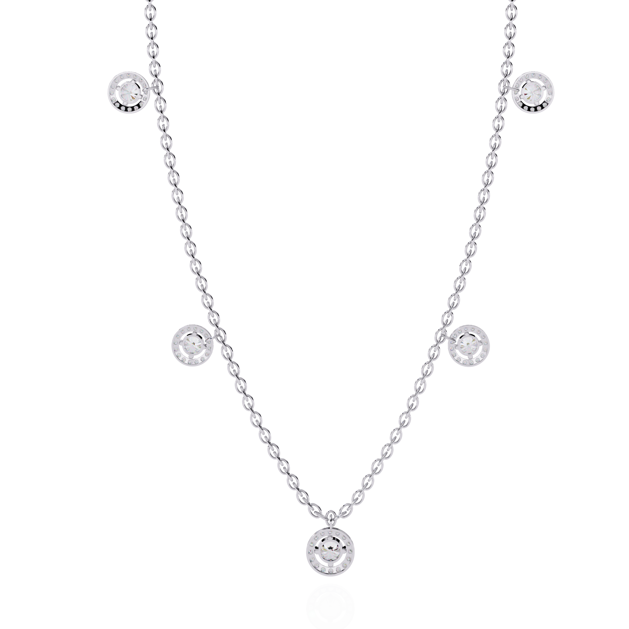 Solitairekart 4.72ct Five-Stone Diamond Drop Necklace-H Color, VS1 Clarity
