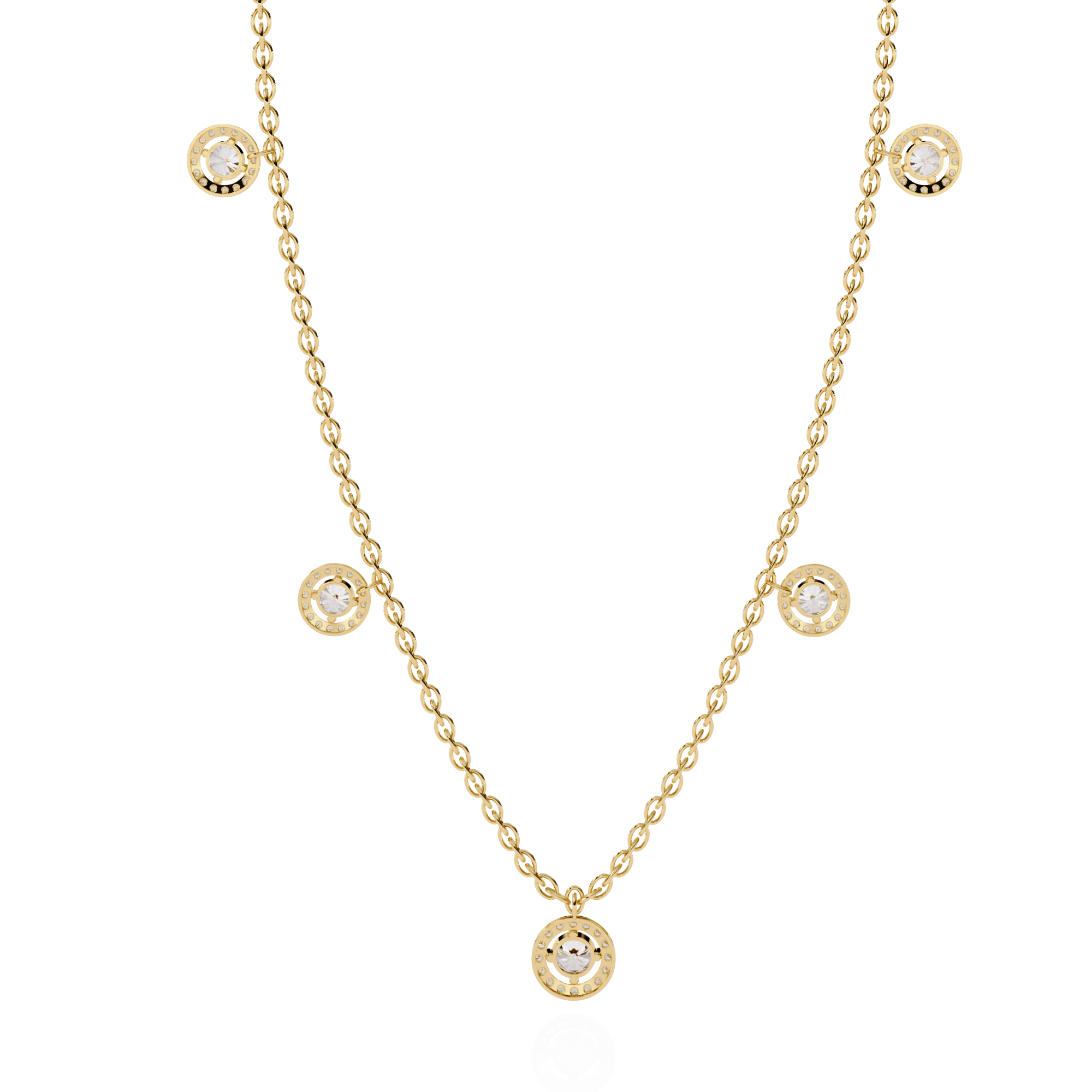 Solitairekart 4.72ct Five-Stone Diamond Drop Necklace-H Color, VS1 Clarity