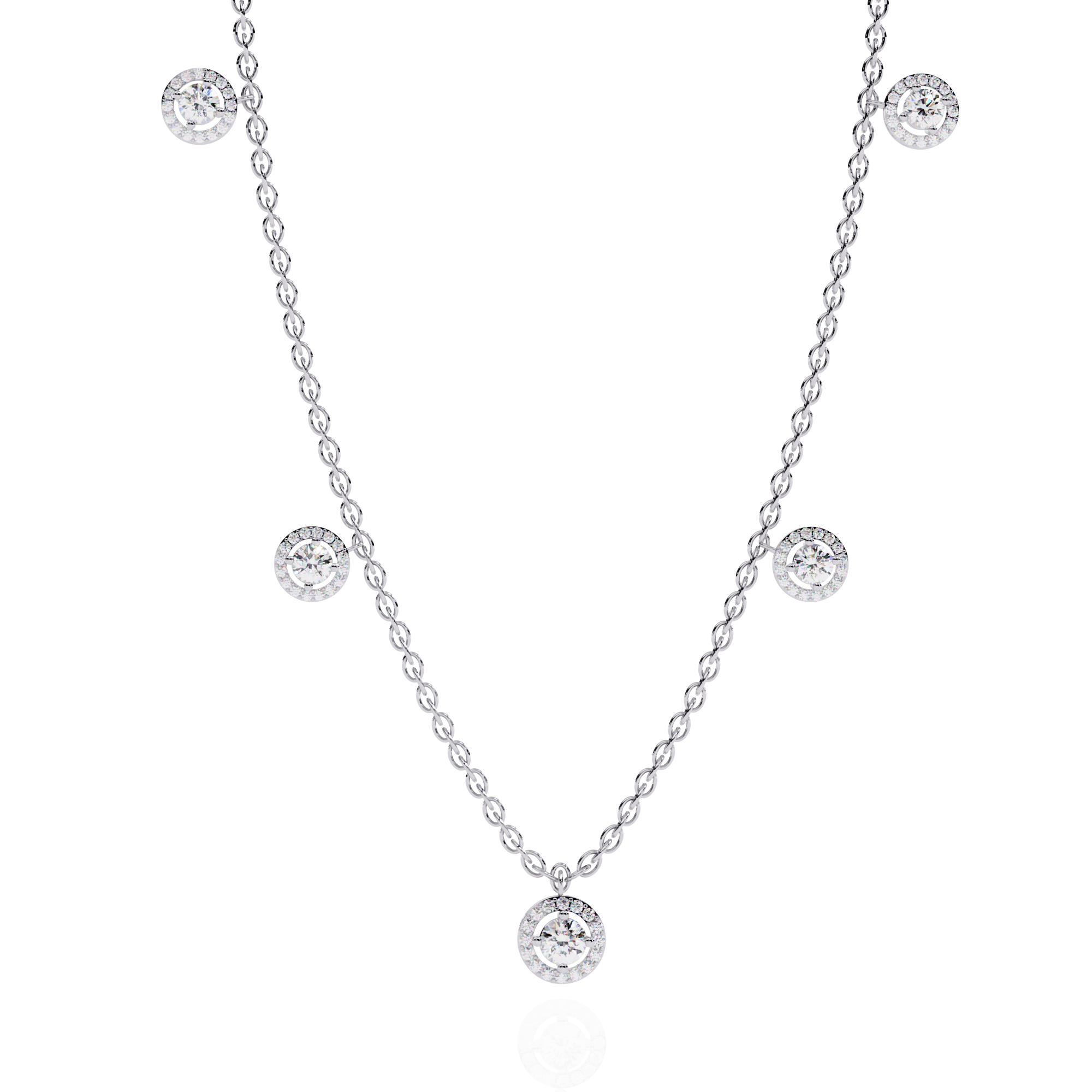 Solitairekart 4.72ct Five-Stone Lab Grown Diamond Drop Necklace