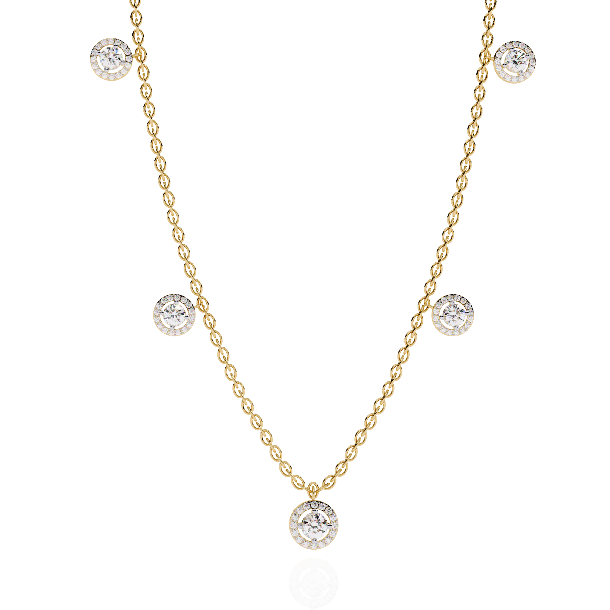 Solitairekart 4.72ct Five-Stone Lab Grown Diamond Drop Necklace