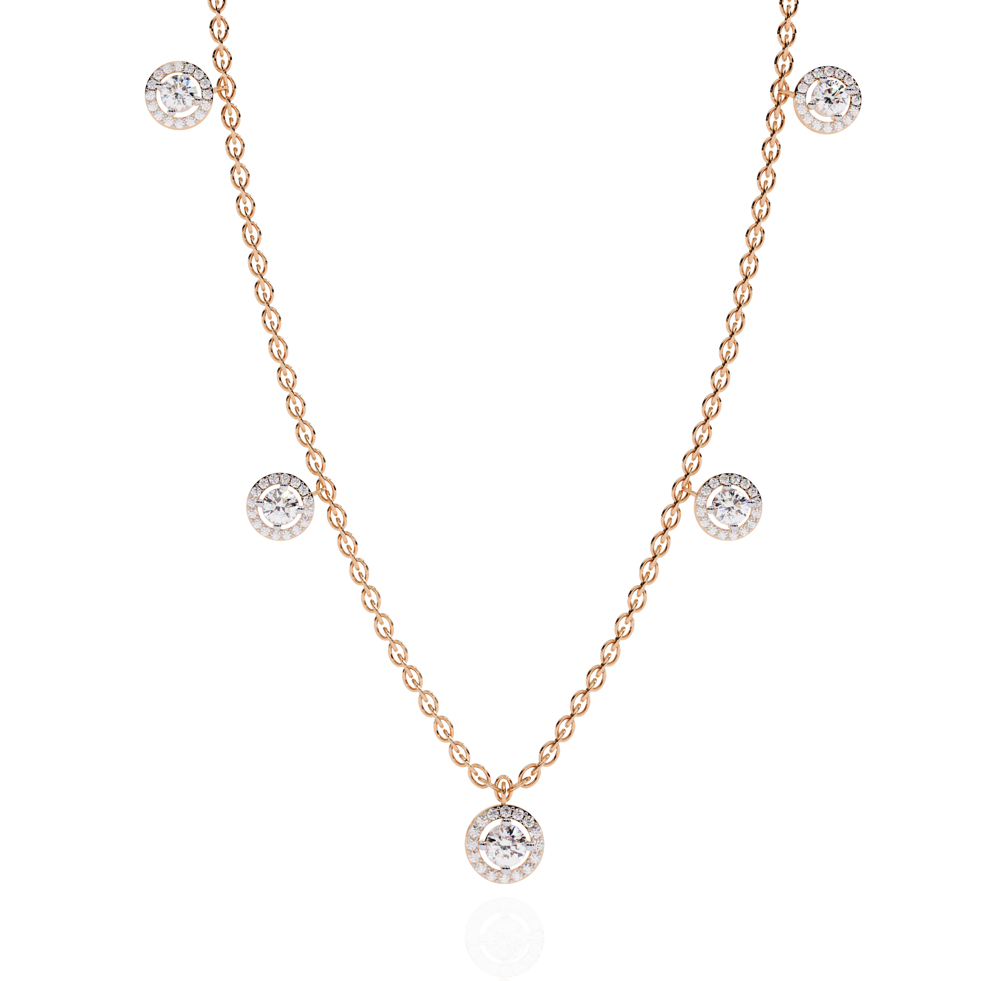 Solitairekart 4.72ct Five-Stone Diamond Drop Necklace-H Color, VS1 Clarity