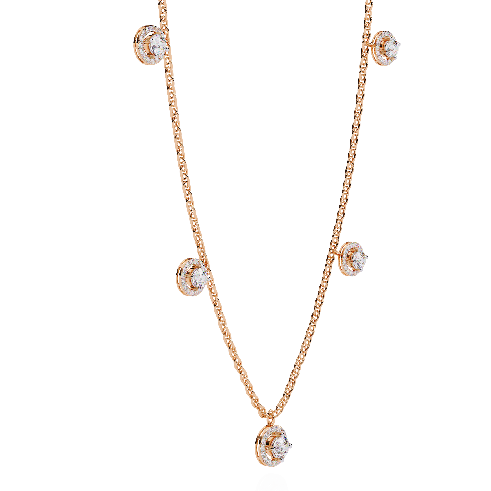 Solitairekart 4.72ct Five-Stone Lab Grown Diamond Drop Necklace