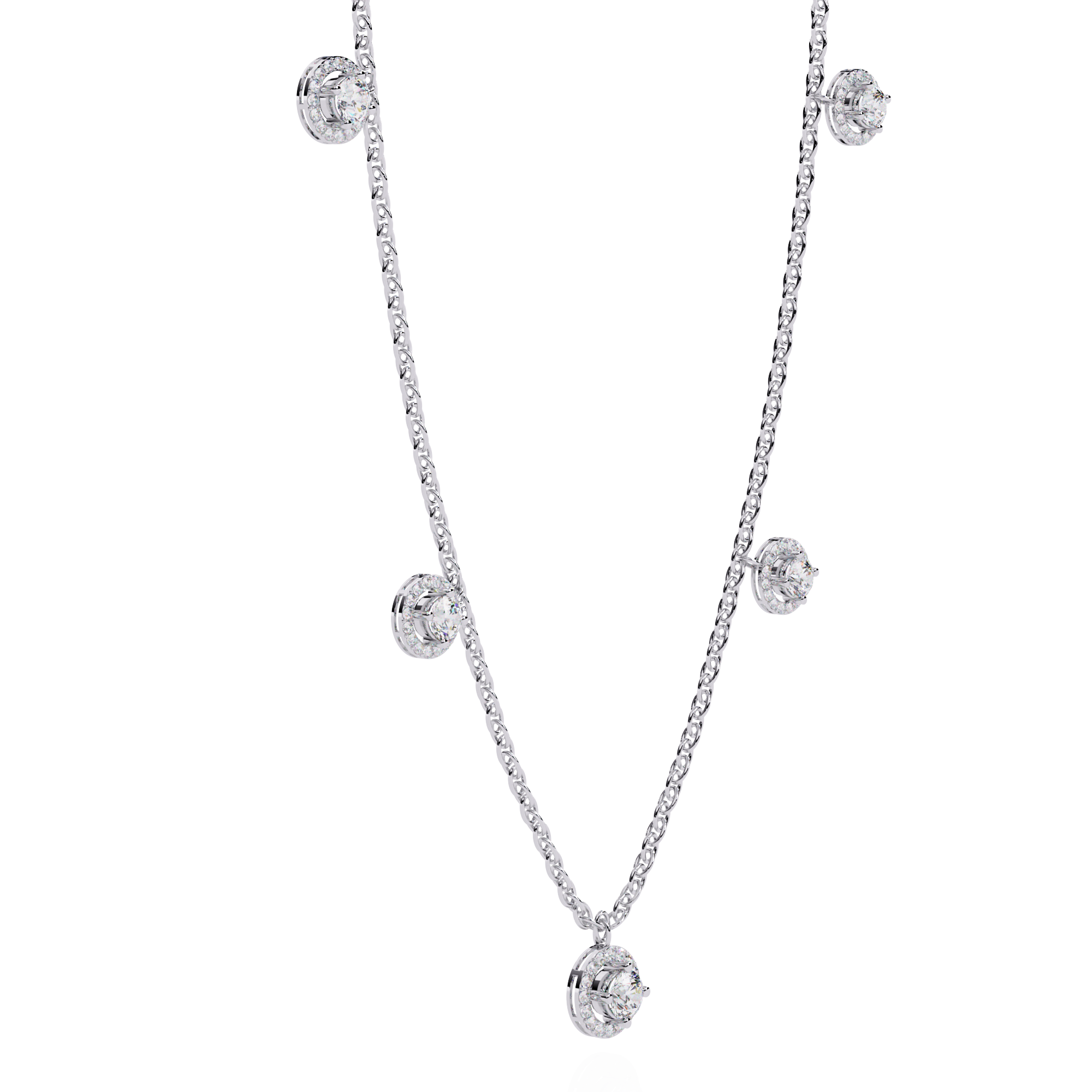 Solitairekart 4.72ct Five-Stone Diamond Drop Necklace-H Color, VS1 Clarity