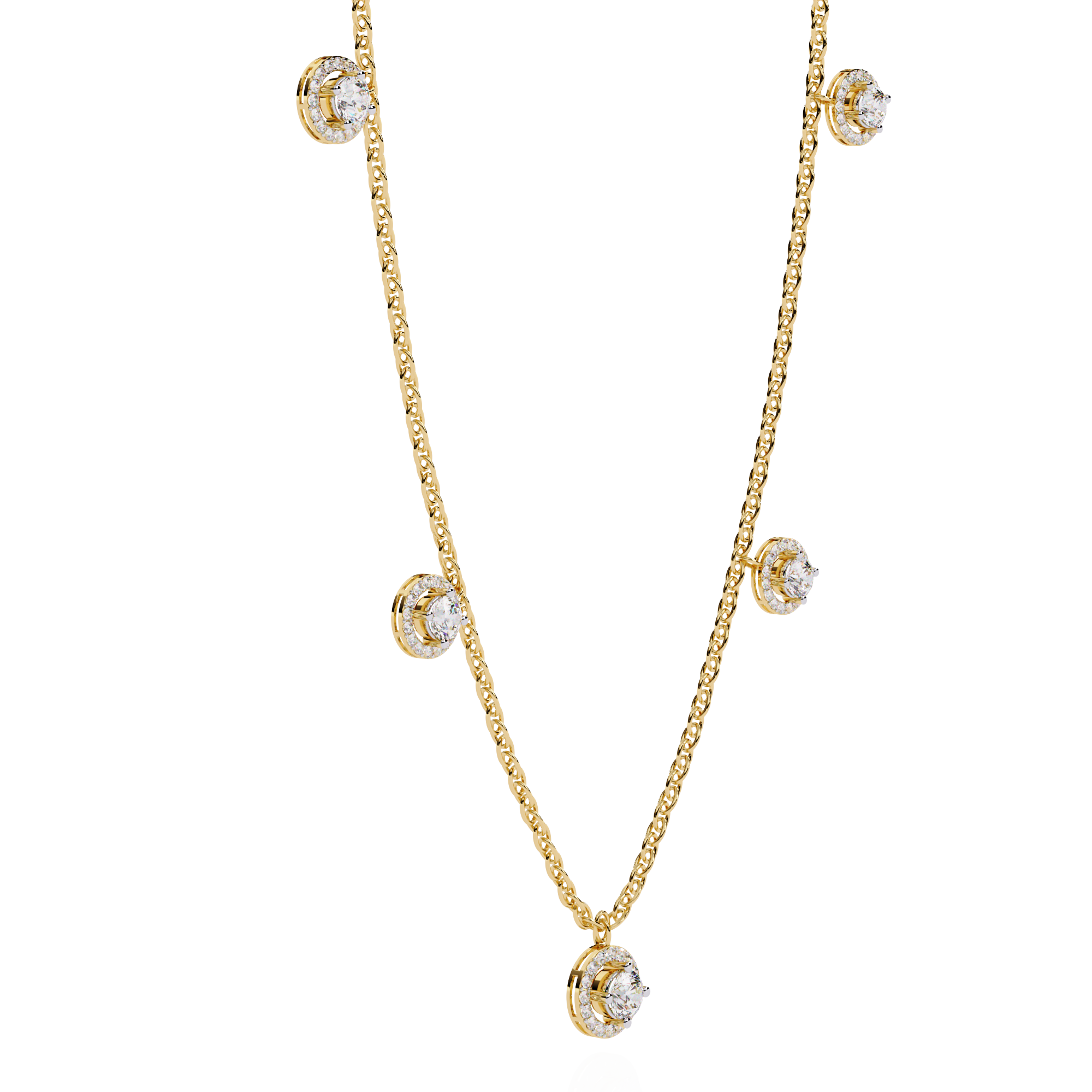 Solitairekart 4.72ct Five-Stone Diamond Drop Necklace-H Color, VS1 Clarity