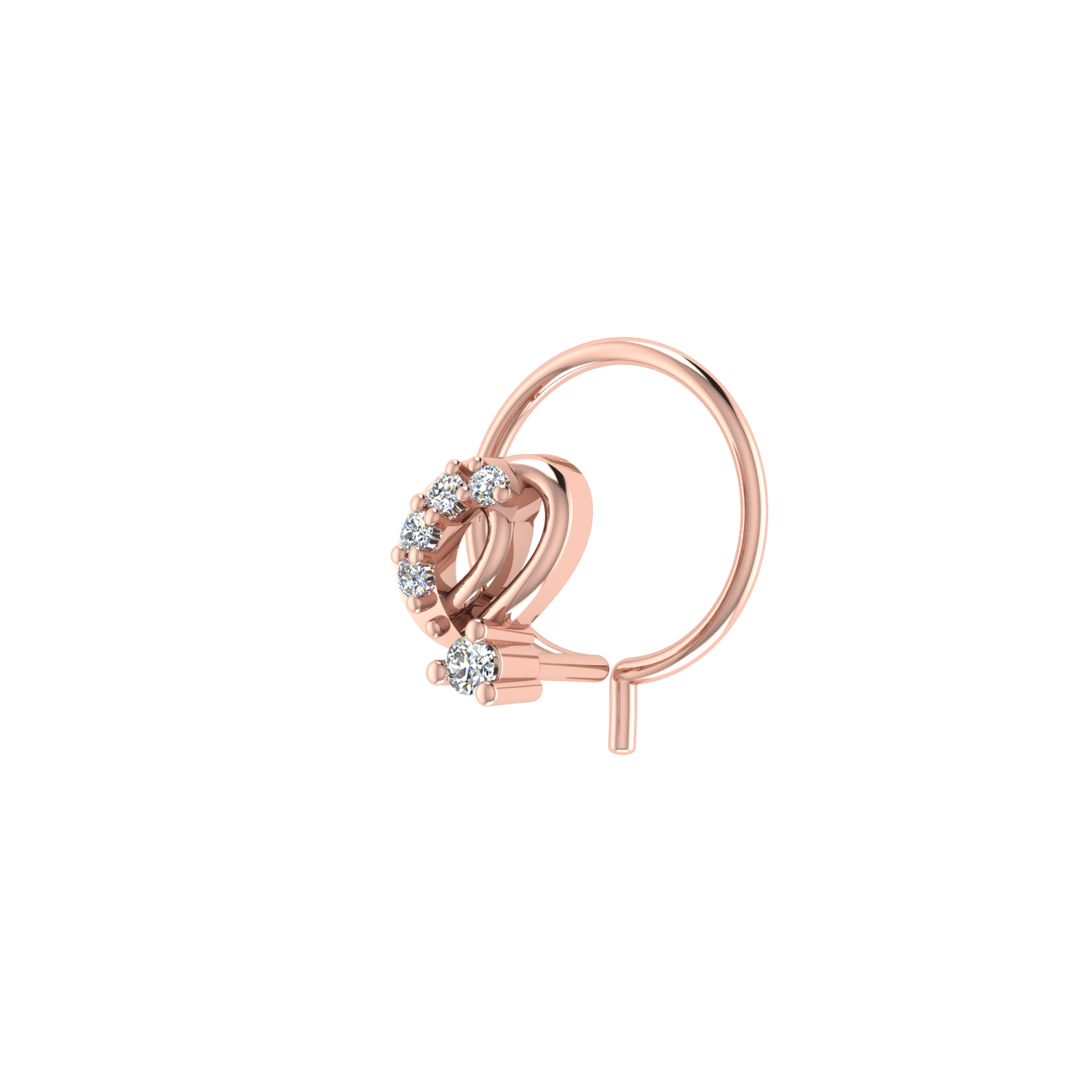 0.037 Carat Lab Grown Diamond Leafy Nose Pin.
