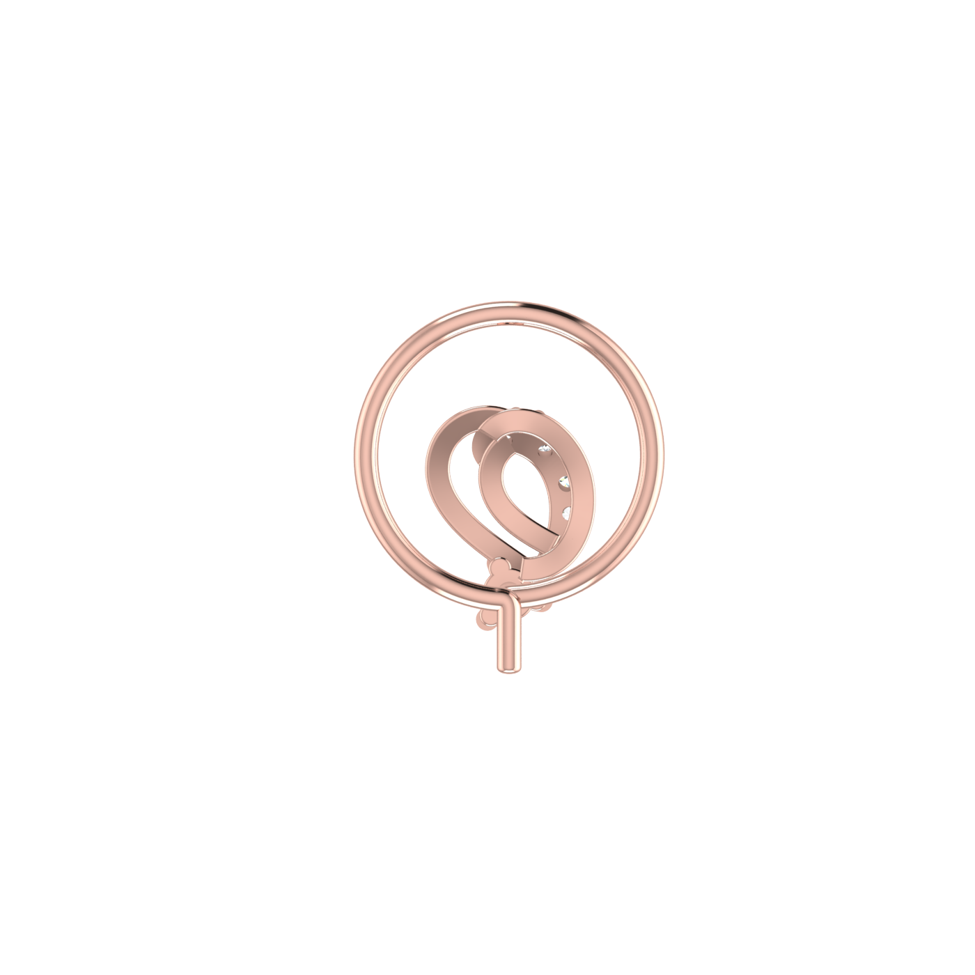 14K Gold Elegant Spiral Design 0.037ct Natural Diamond Nose Pin