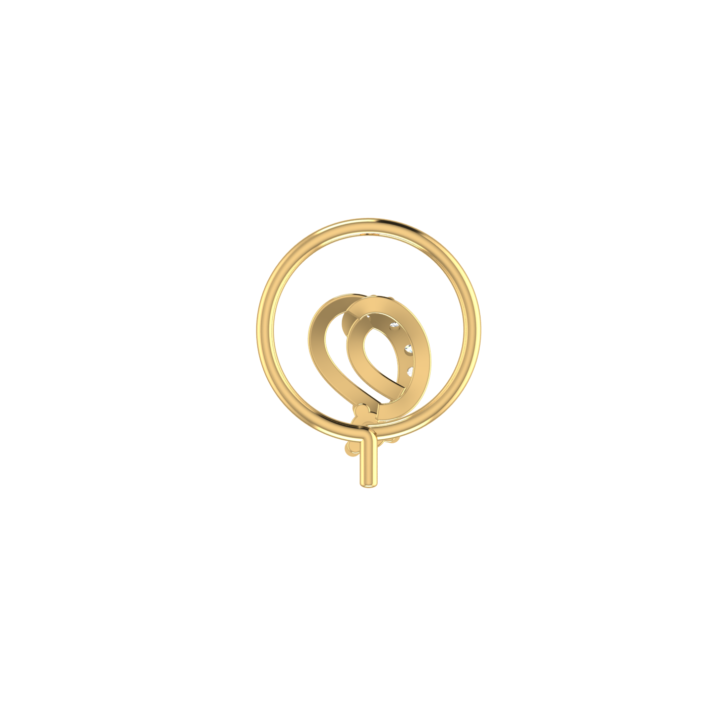 14K Gold Elegant Spiral Design 0.037ct Natural Diamond Nose Pin