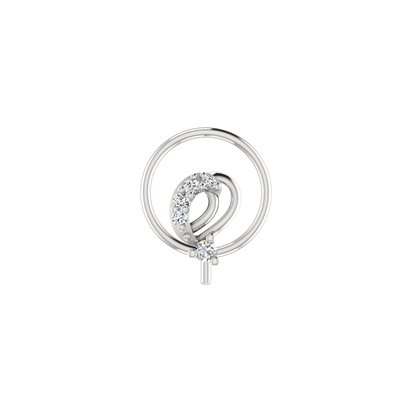 14K Gold Elegant Spiral Design 0.037ct Natural Diamond Nose Pin